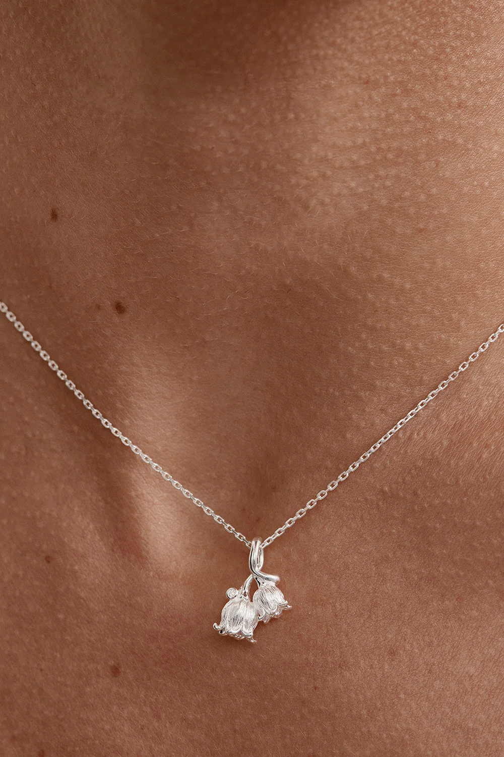 Sterling Silver Lily of the Valley May Birth Flower Necklace
