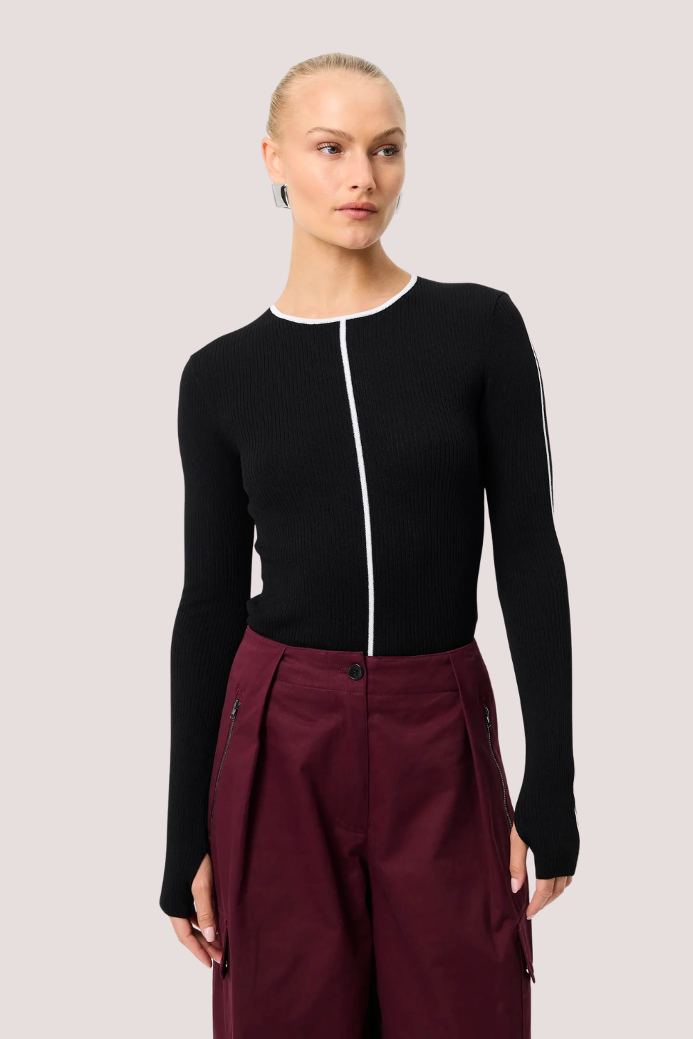 Nara Knit Top | Black/White