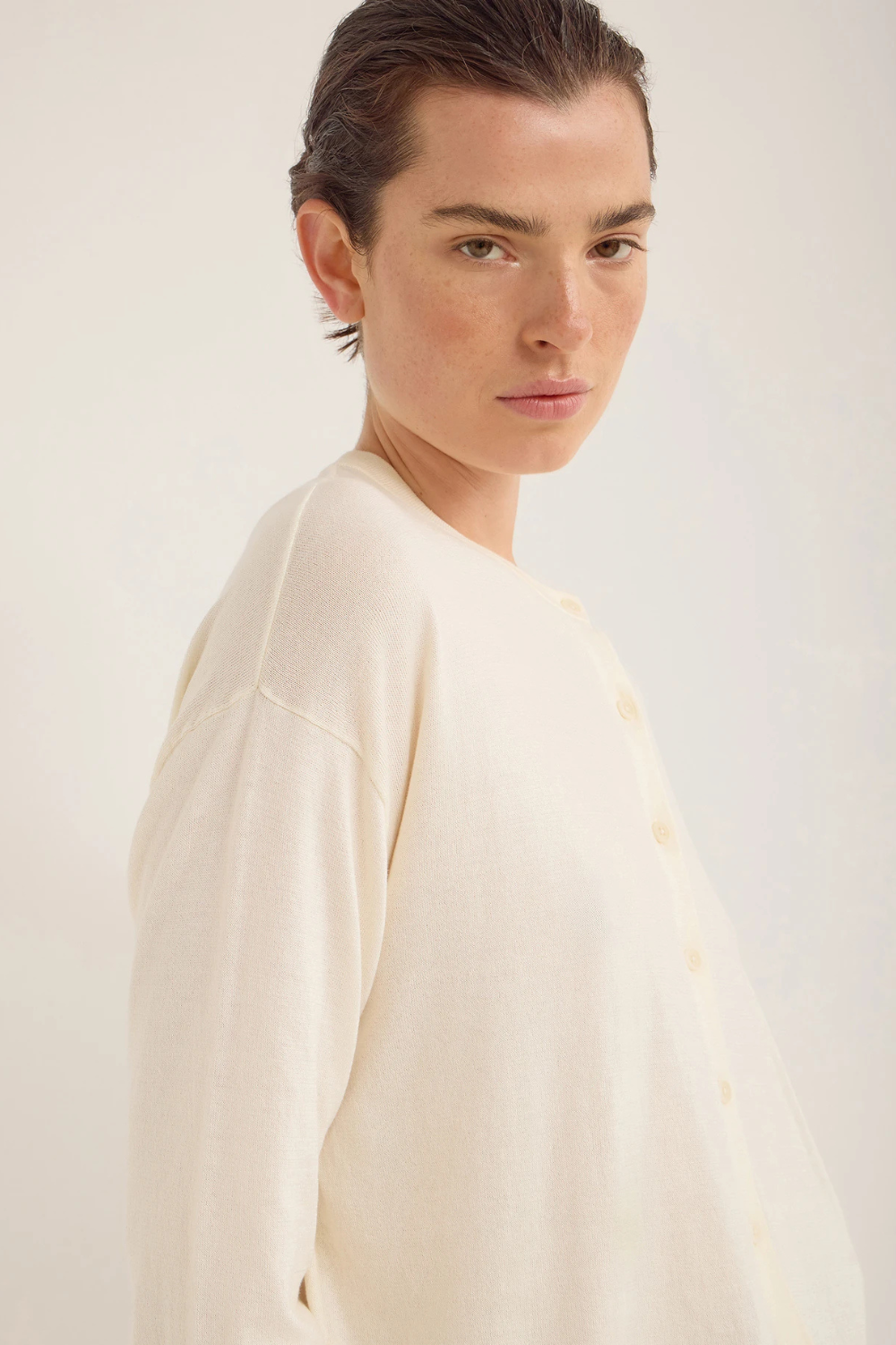 Drive Fine Cotton Cardigan | Ante White