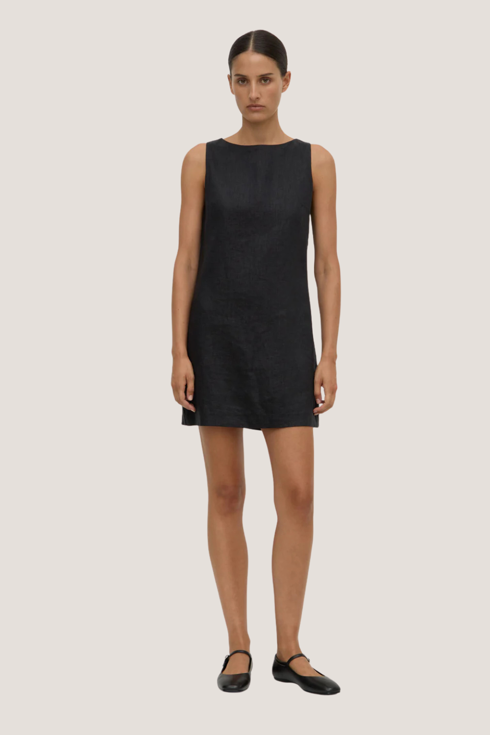 Nadine Linen Mini Dress | Black