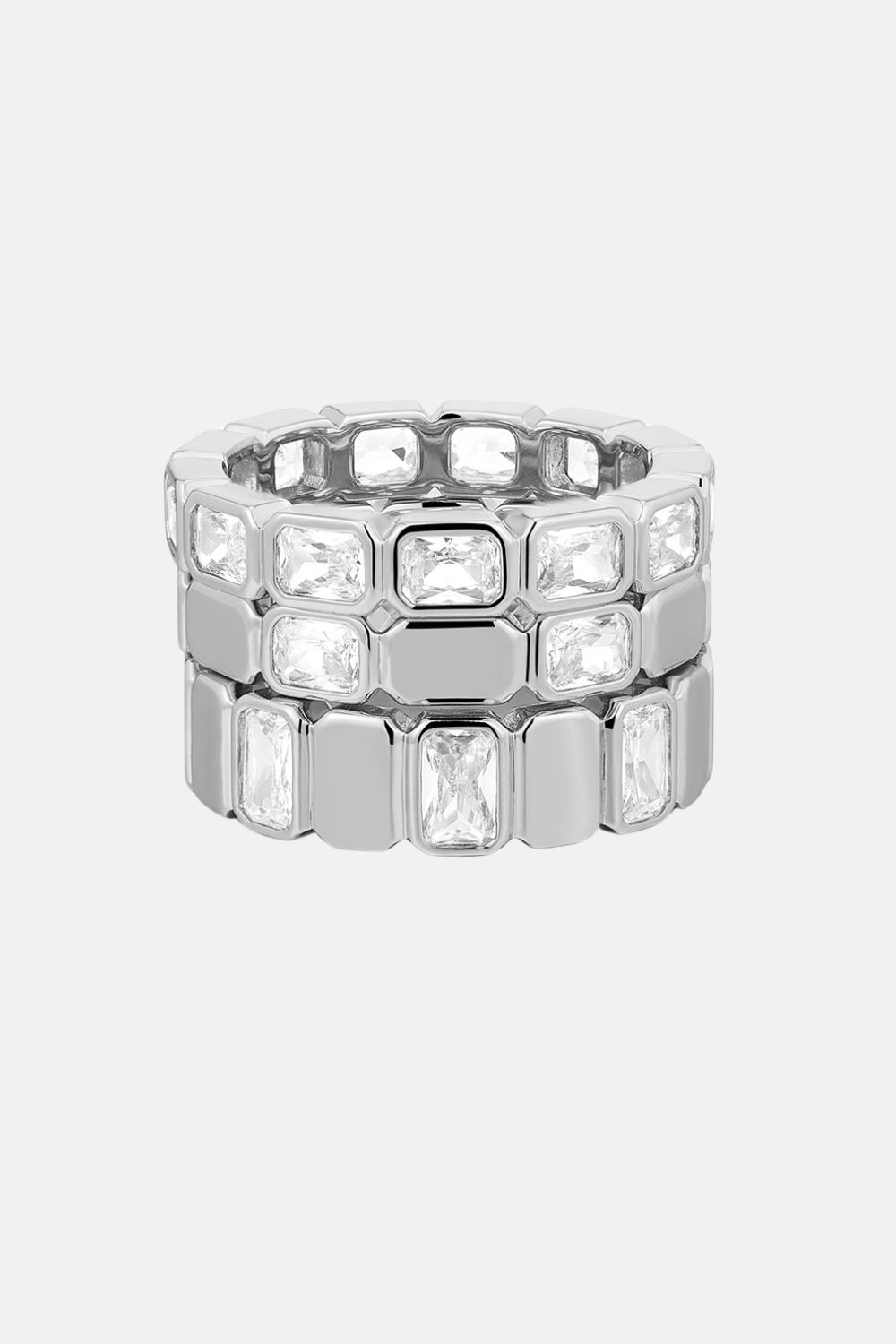 Bianca Bezel Ring Set | Silver