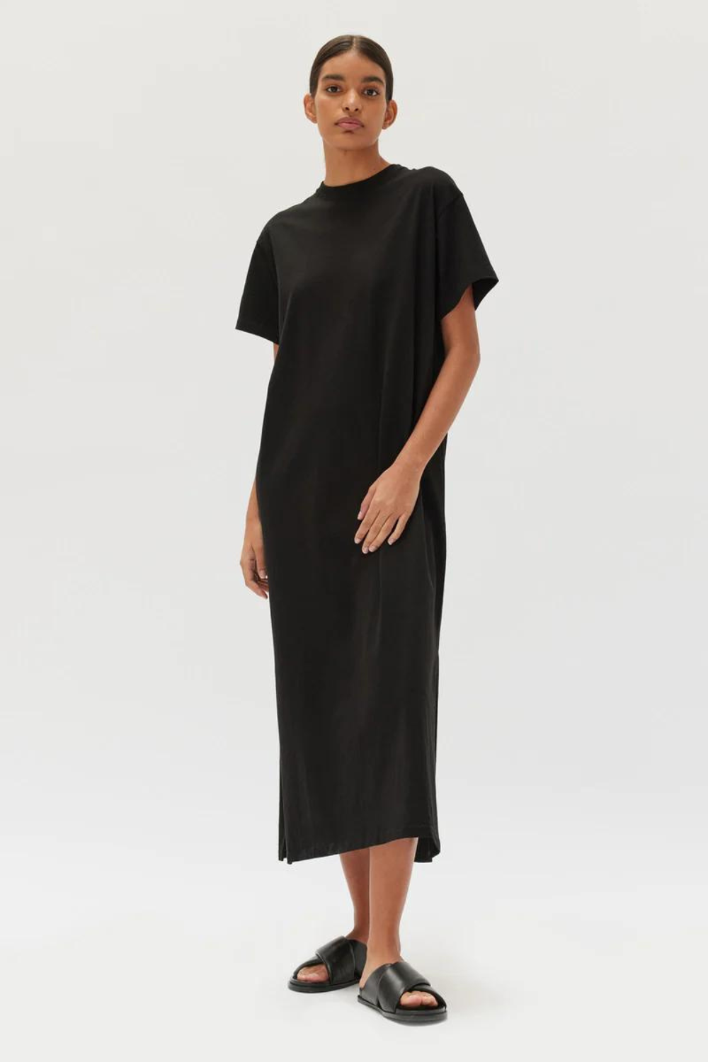 Slone Jersey Tee Dress | Black