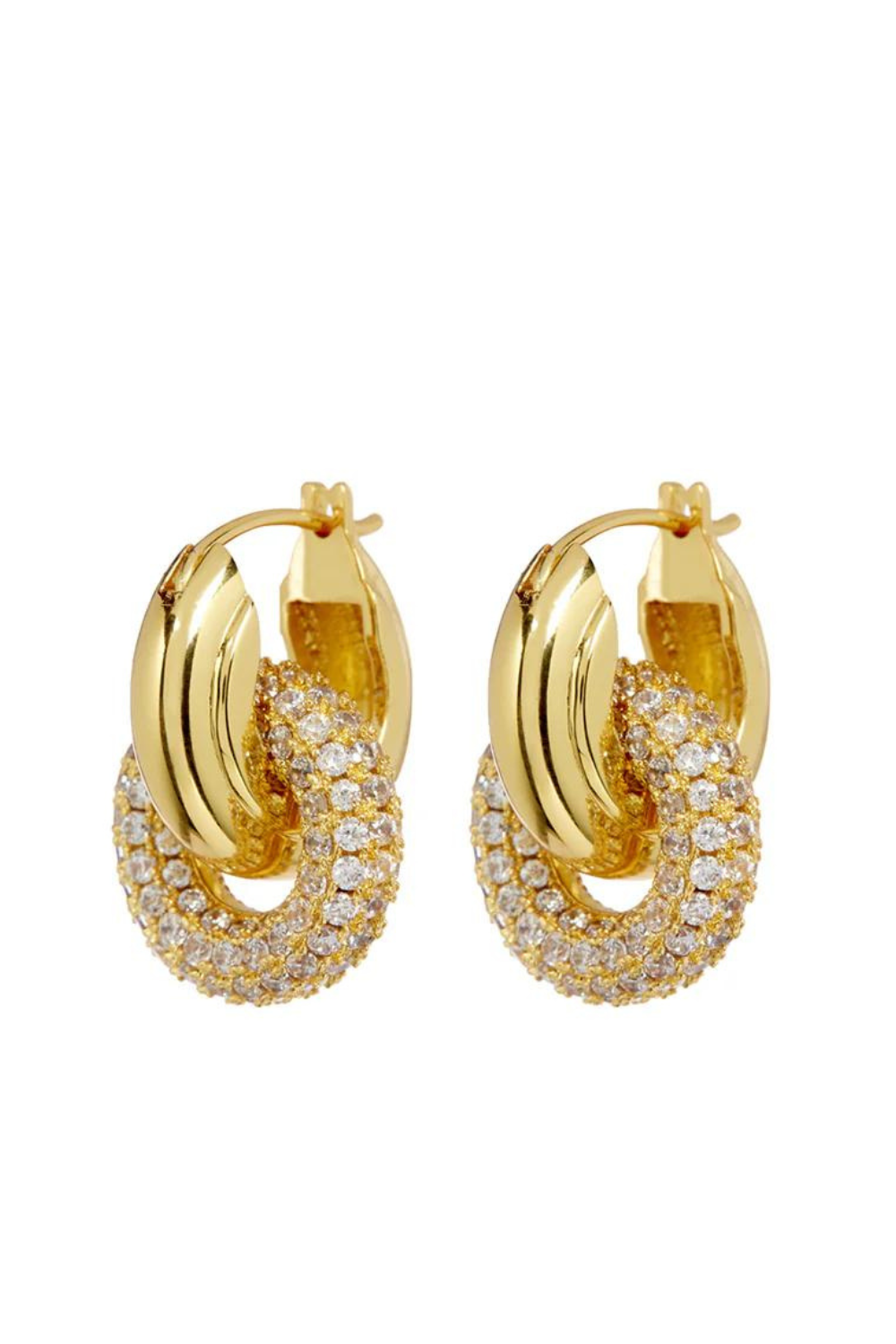 The Pave Interlock Hoops | Gold
