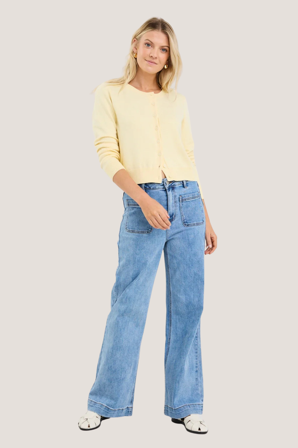 Allegiance Lemon Crewneck Cardigan