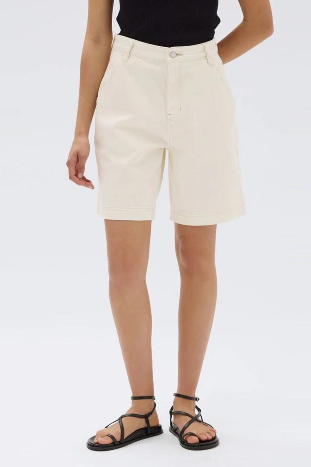 Longline Denim Short | Ecru