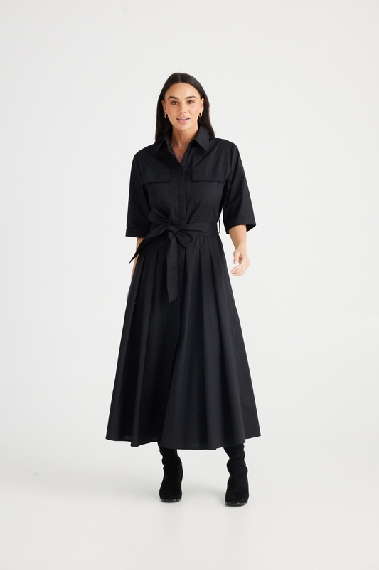 Rossellini 3/4 Sleeve Dress | Black