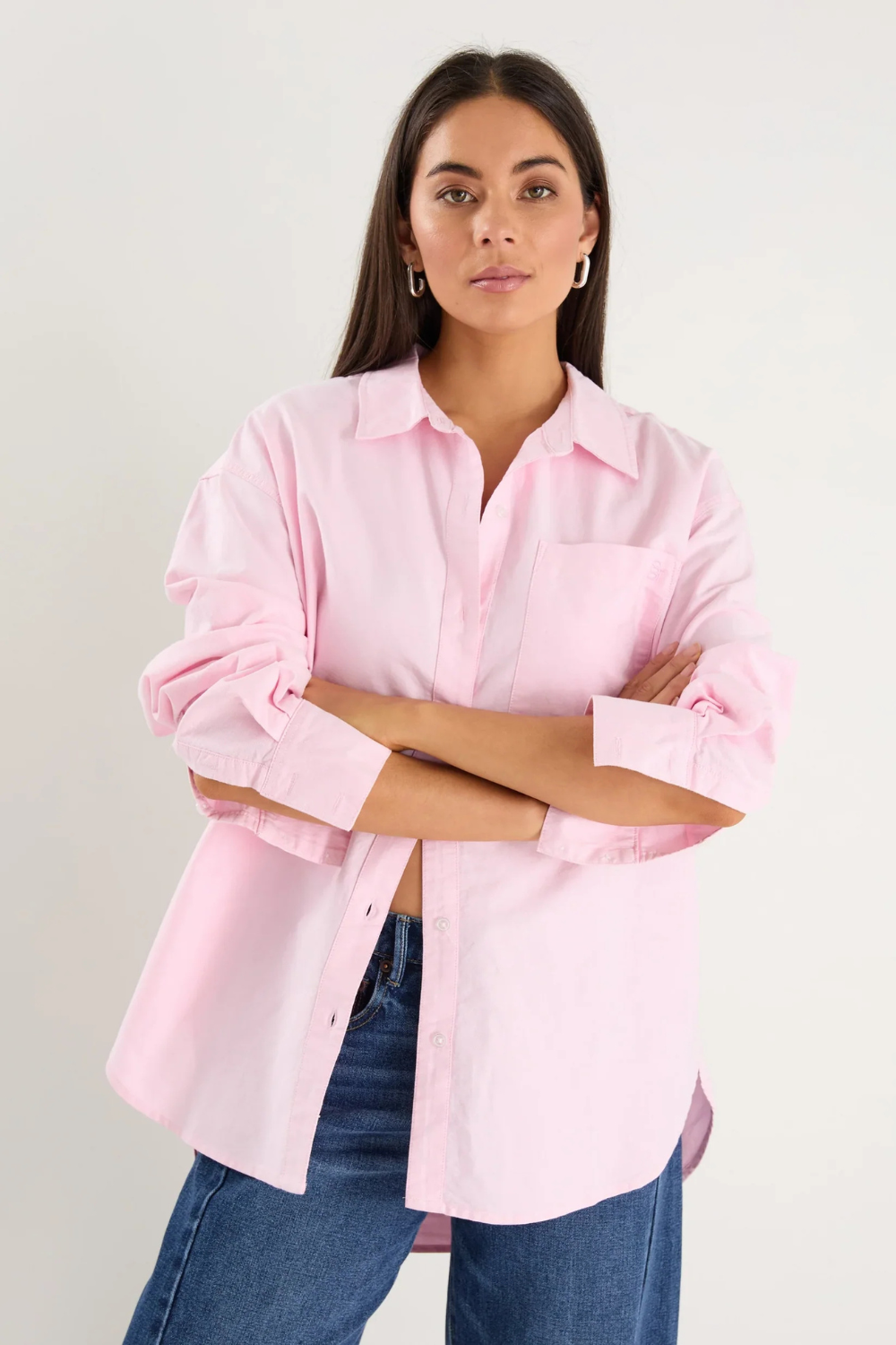Signature Pink Oxford Oversized Boyfriend Shirt