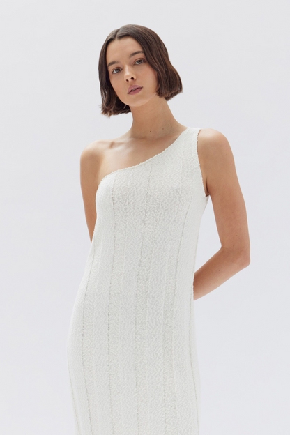 Caitlin Knit Rib Midi Dress | Antique White