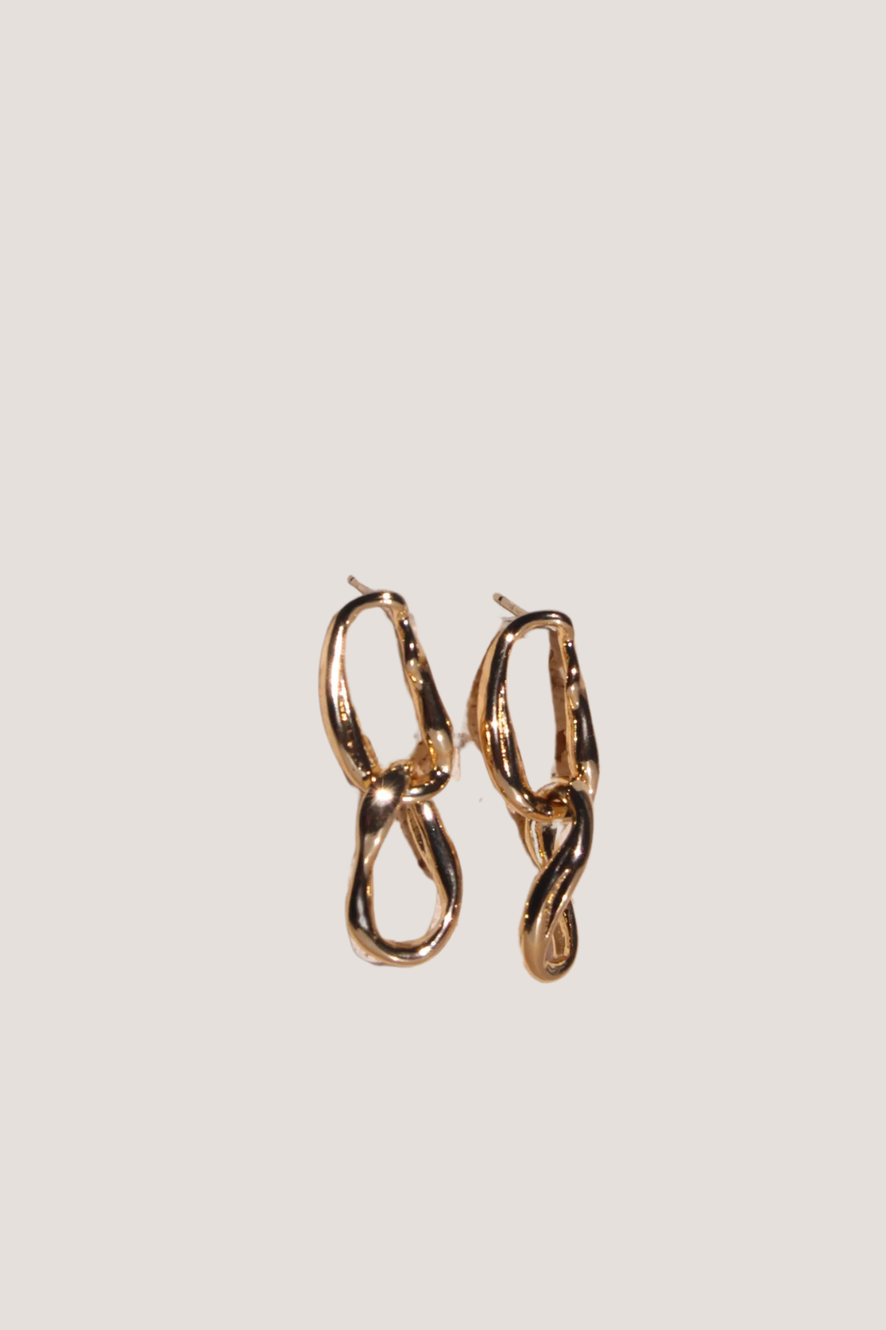 Double Link Twist Gold Stud Earrings