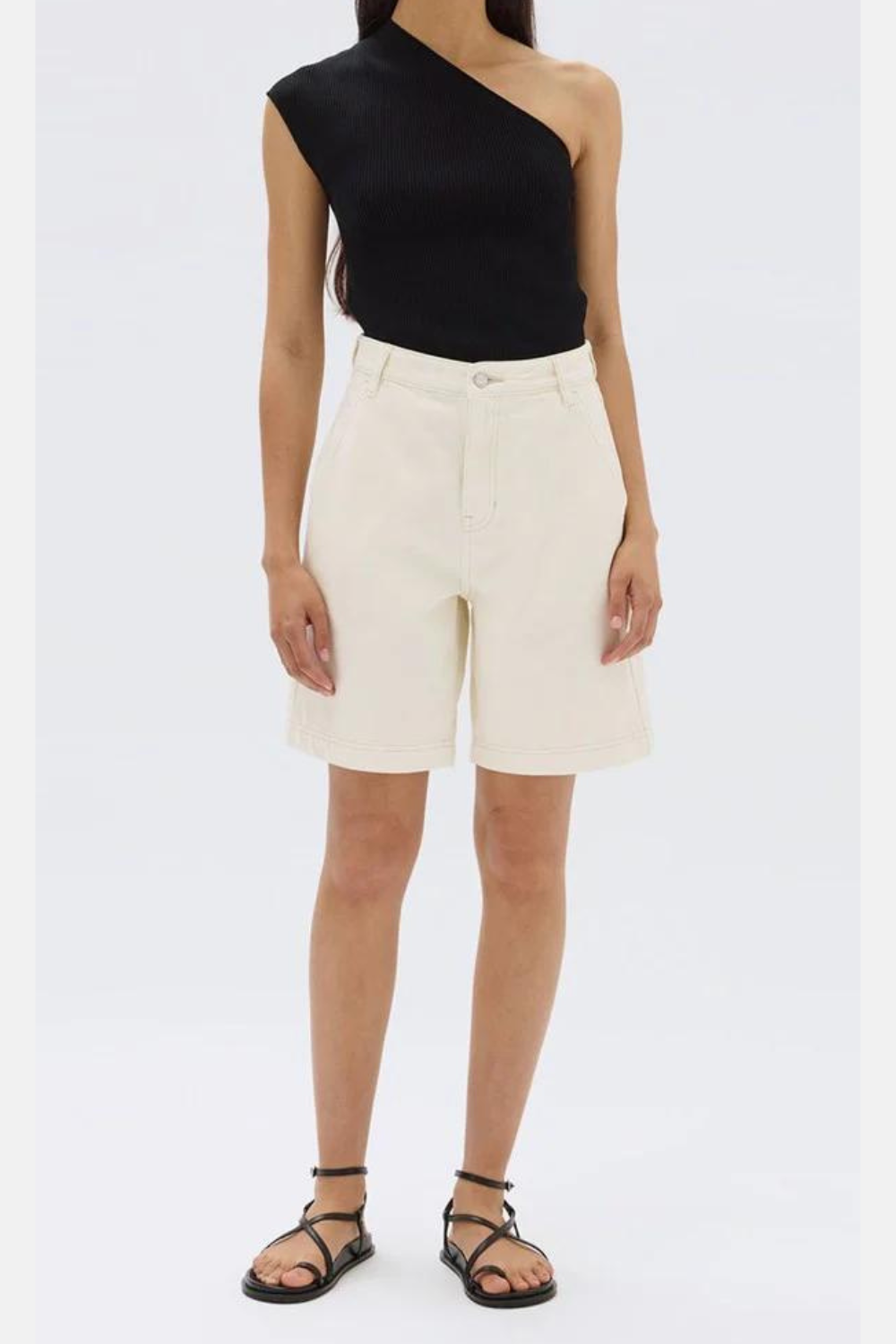 Longline Denim Short | Ecru