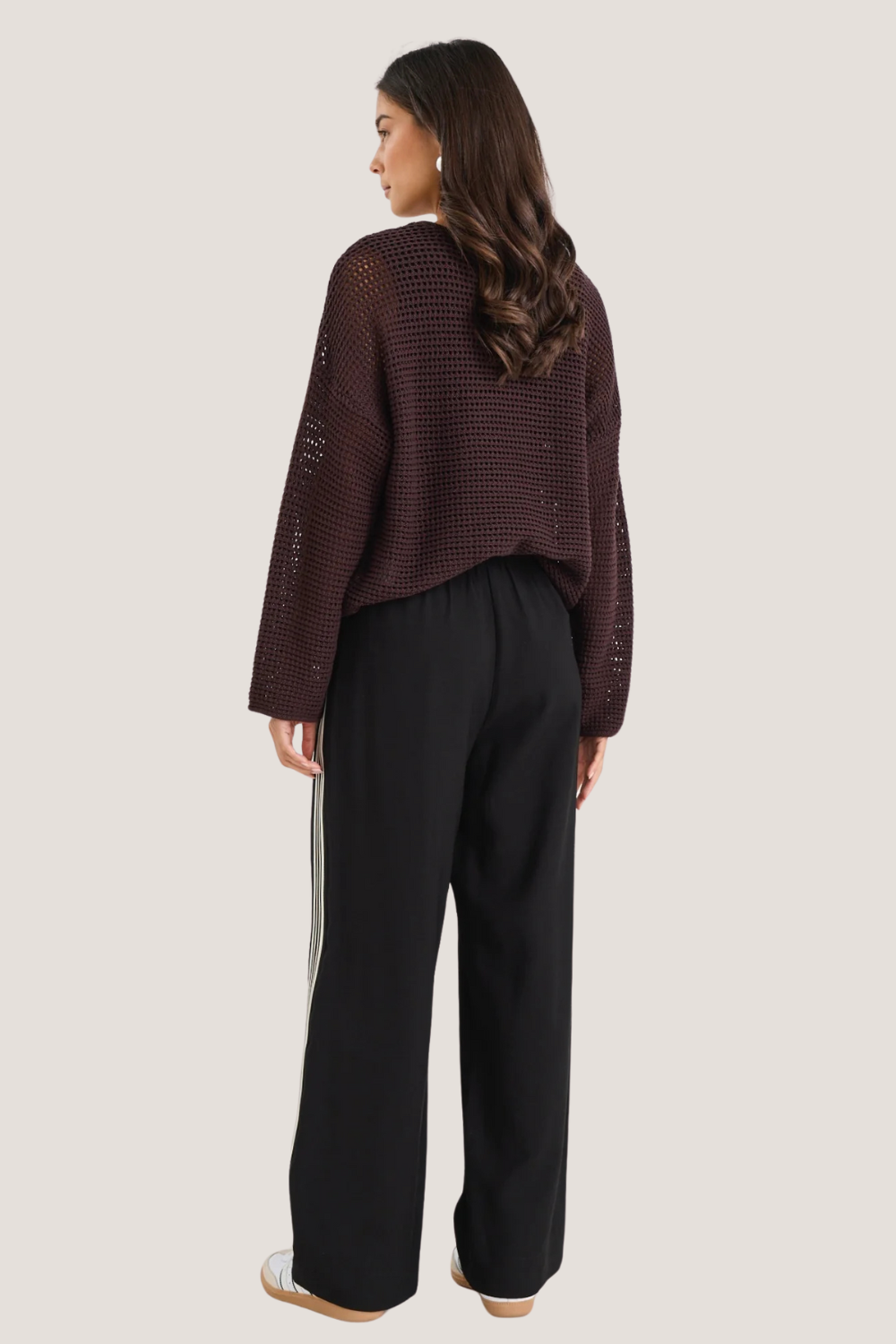Vibe Black Jacquard Stripe Wide Leg Pants
