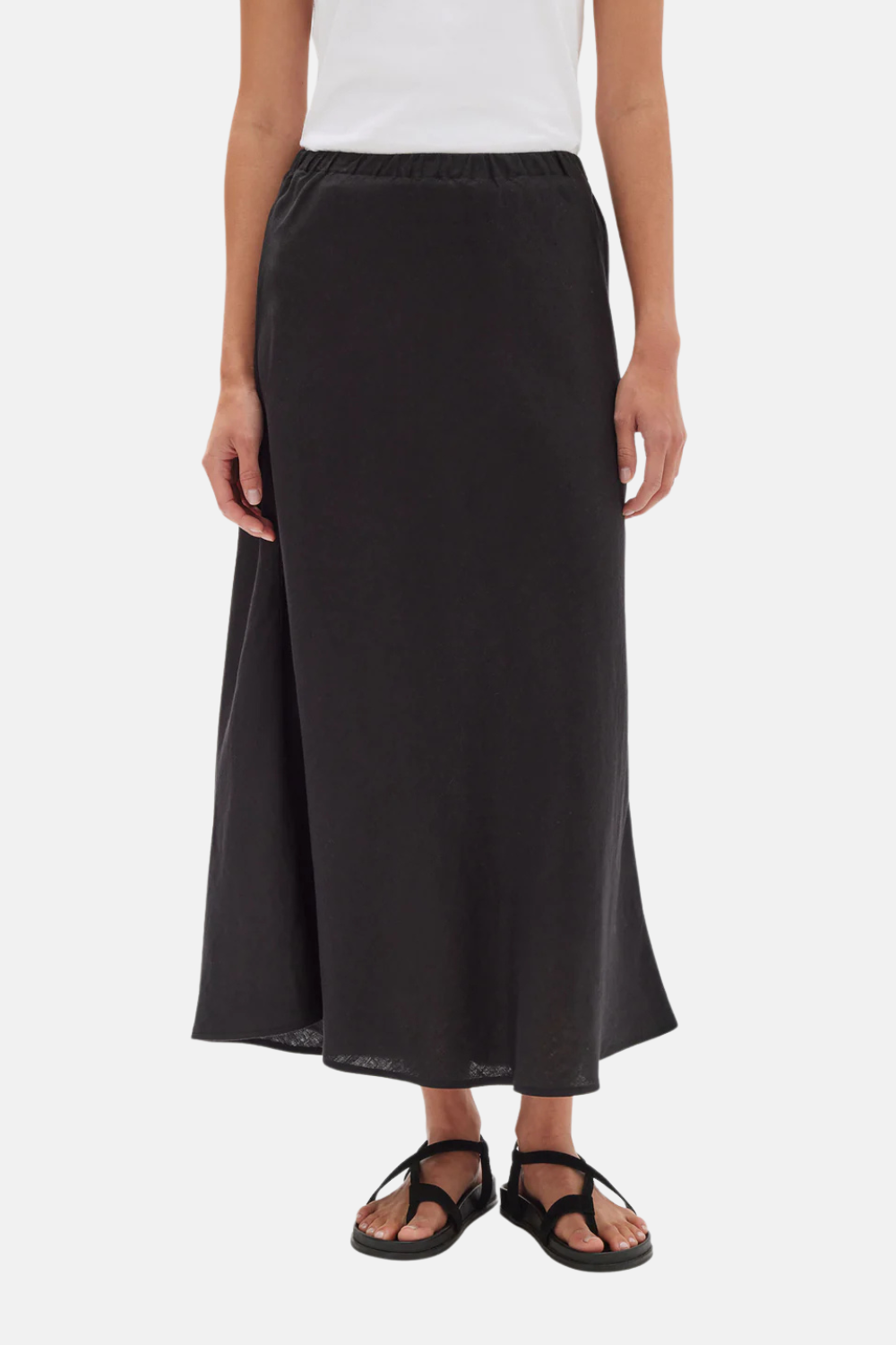 Stella Linen Bias Skirt | Black
