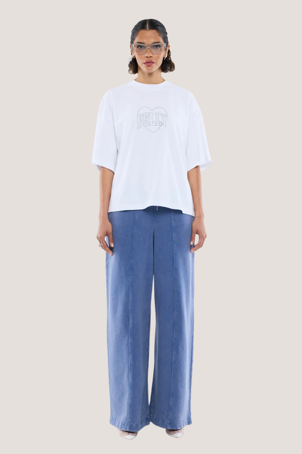 Rhinestone Logo Tee | White