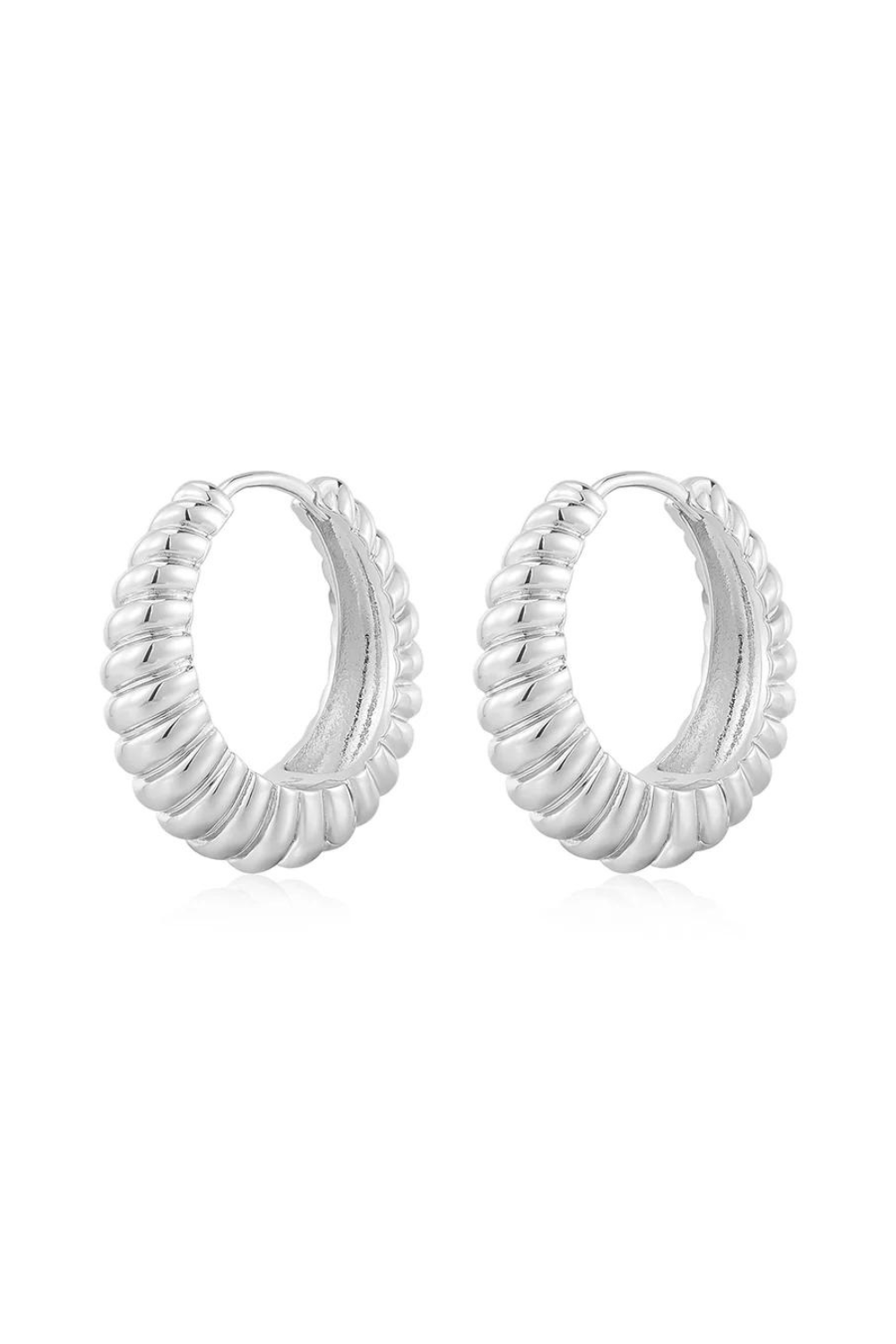 Ridged Marabella Hoops | Silver