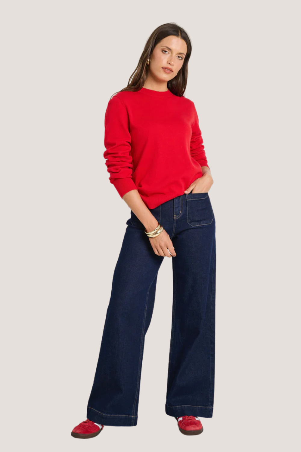 Staycation Red Fine Gauge Cashmere Blend Knit Jumper