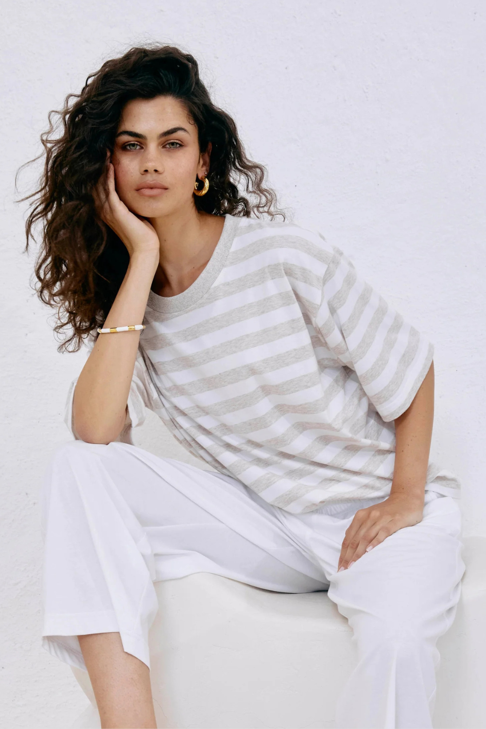 Studio Stripe Tshirt | Stone