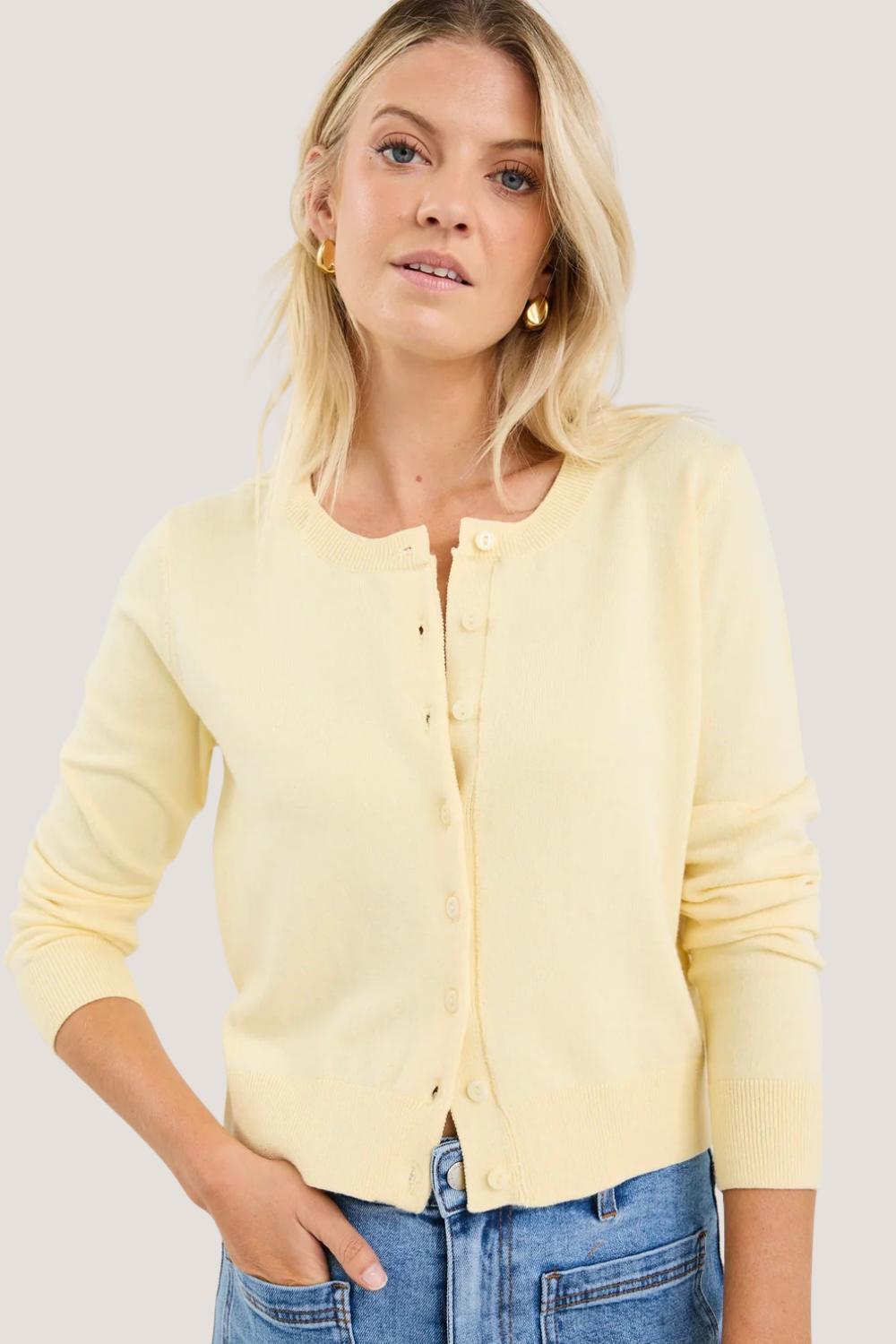 Allegiance Lemon Crewneck Cardigan