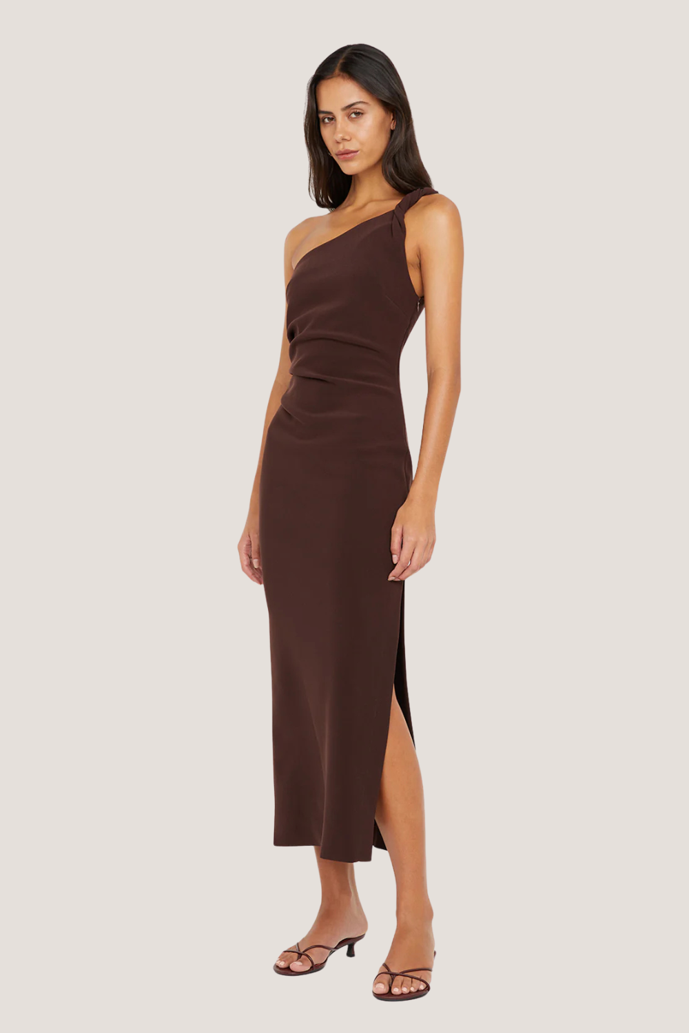 Ariven Asym Midi Dress | Dark Chocolate
