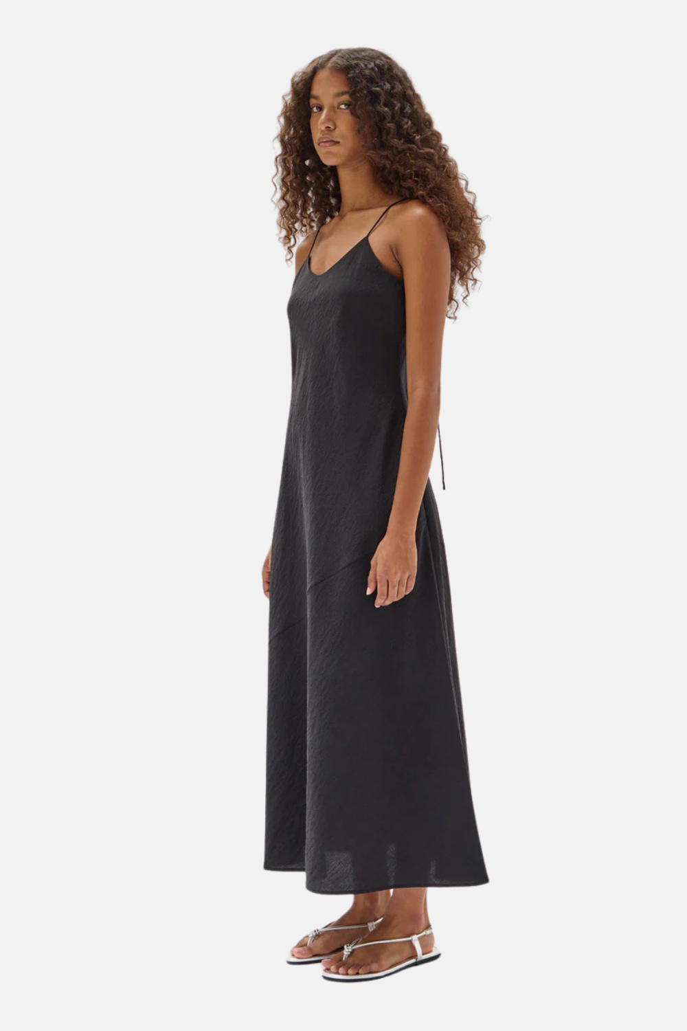 Heather Silk Blend Maxi Dress | Black