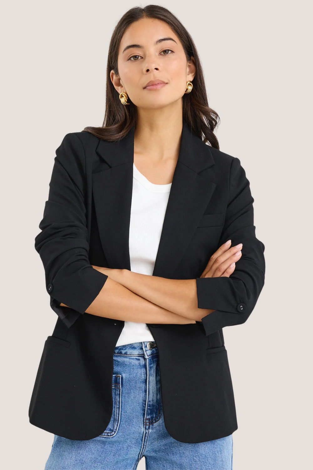 Suave Black Fitted Short Blazer