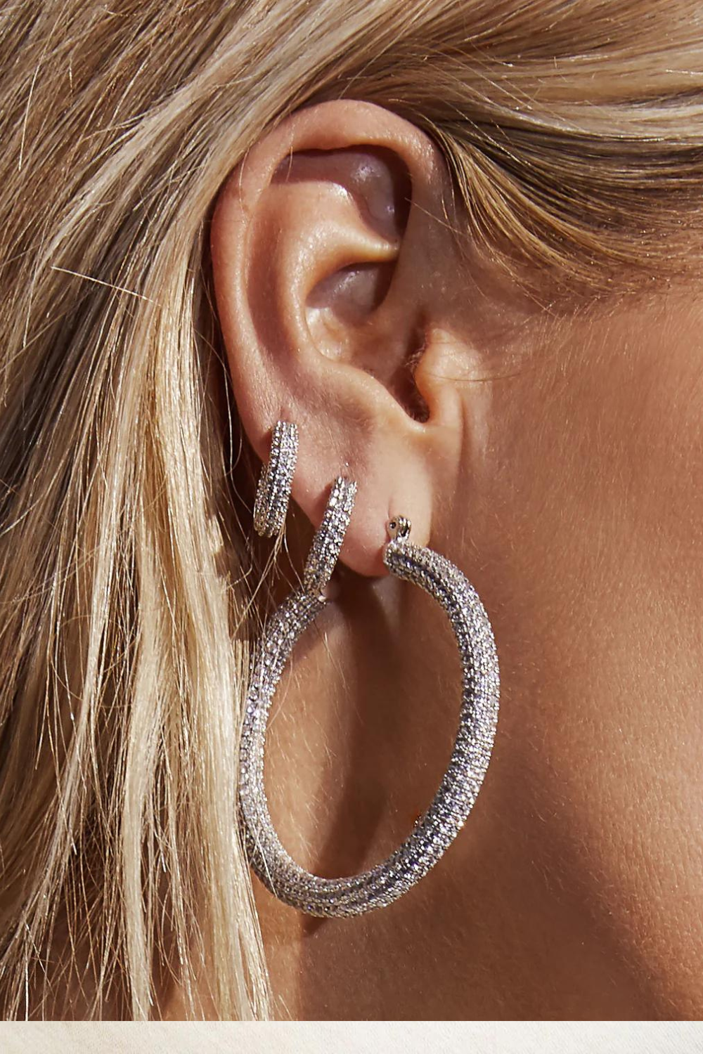 Pave Amalfi Hoops | Silver