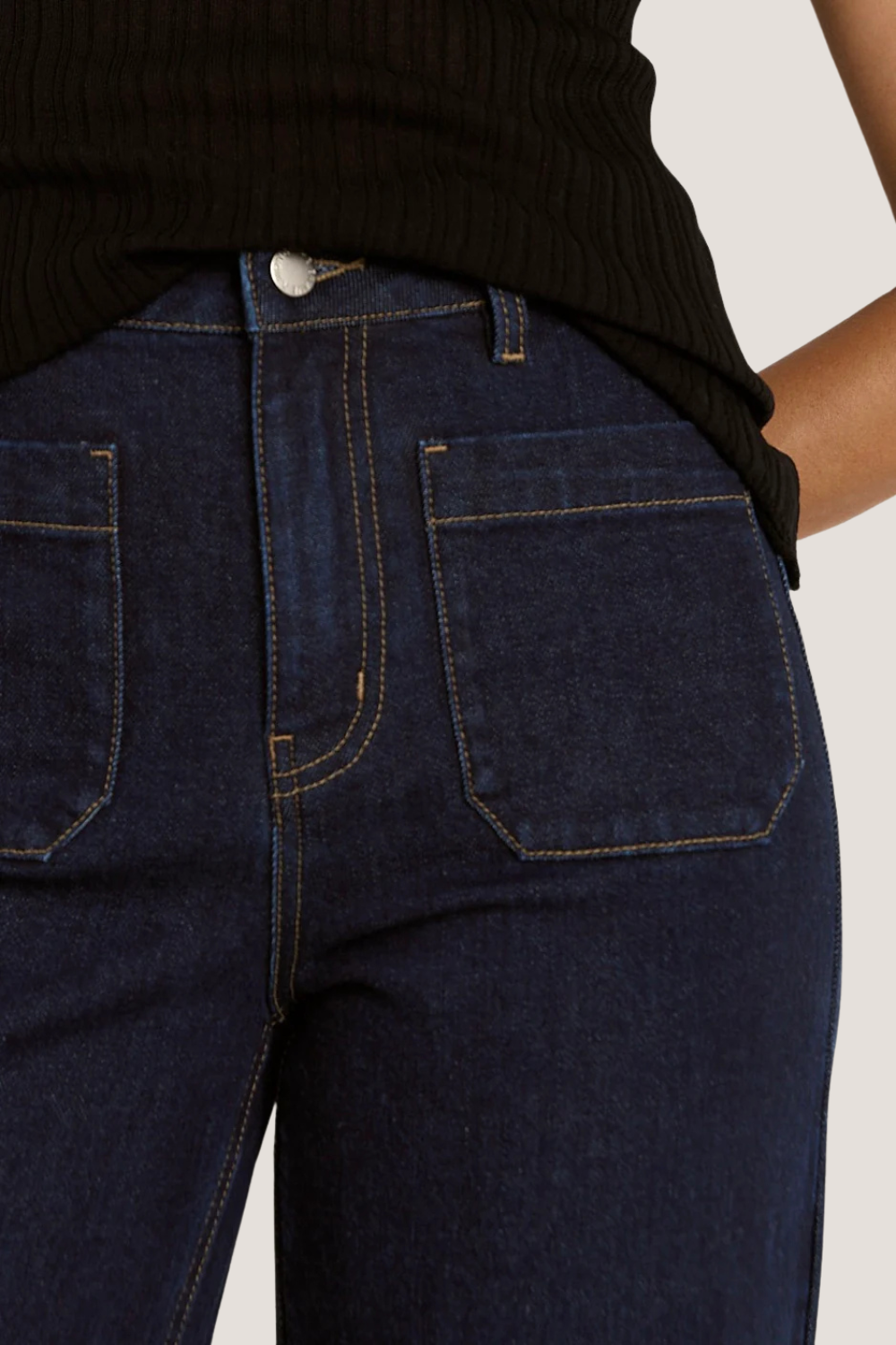 Zoey Indigo Petite High Rise Wide Leg Pocket Jean