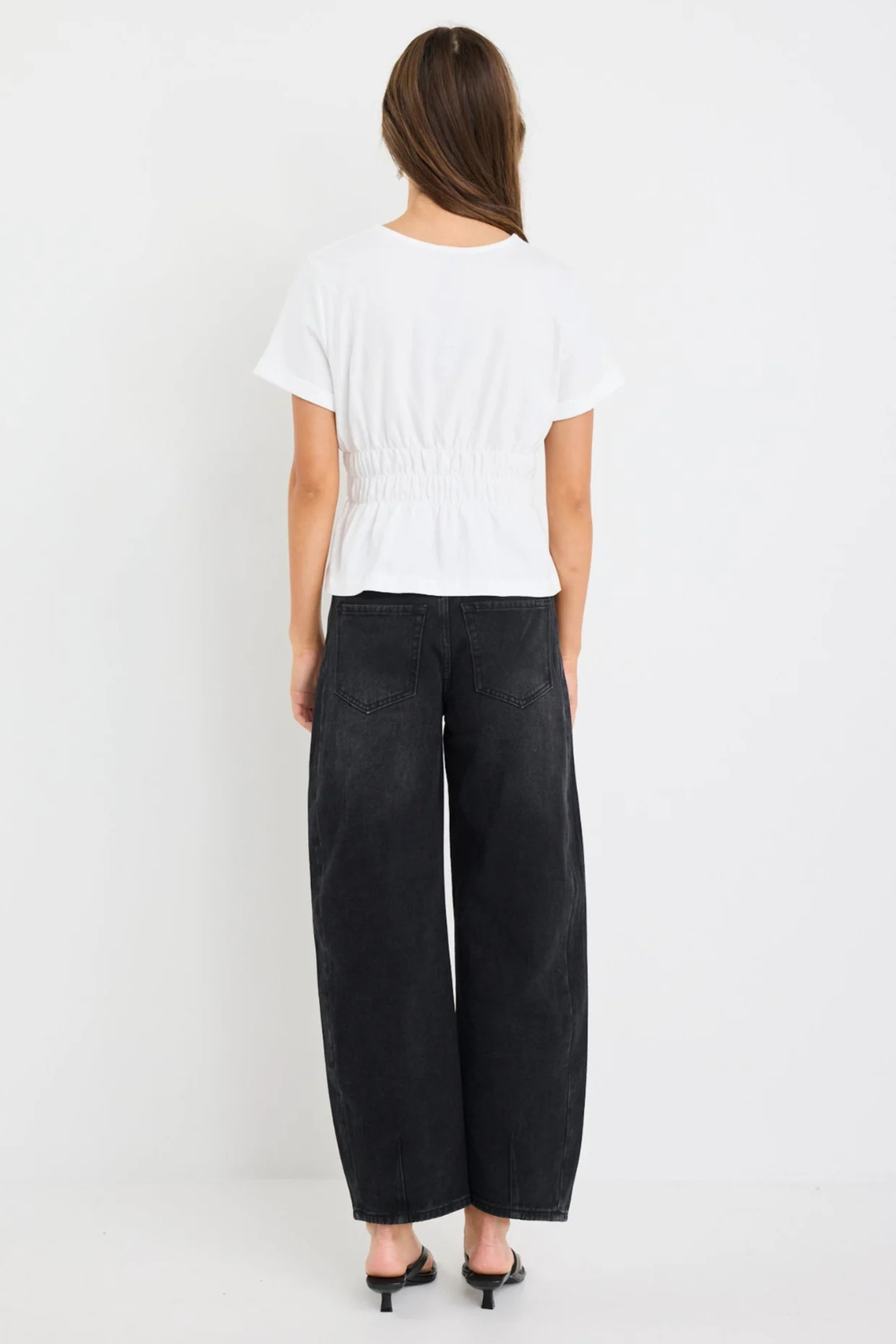 Svelte Ivory Shirred Detail SS Tee