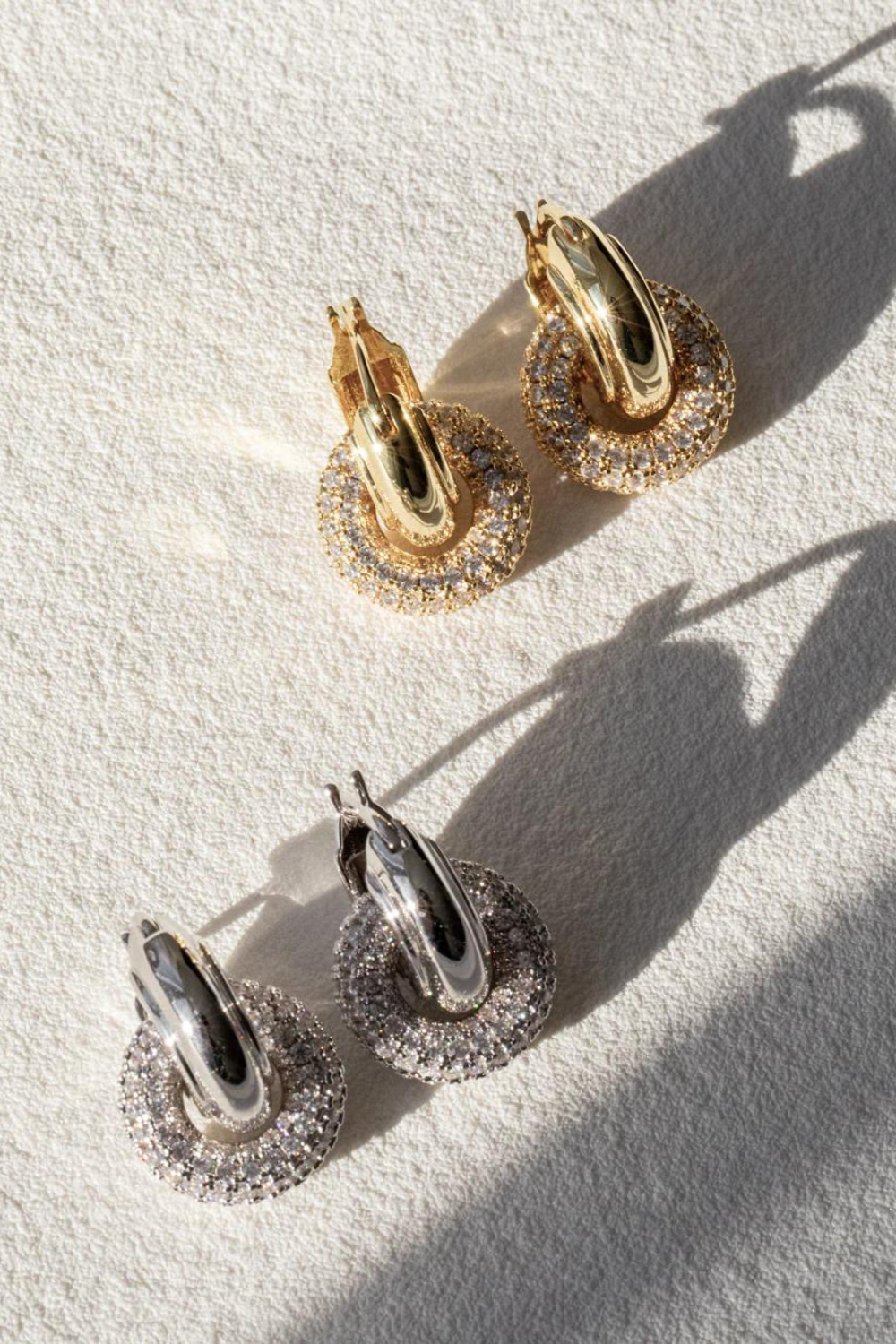 The Pave Interlock Hoops | Gold
