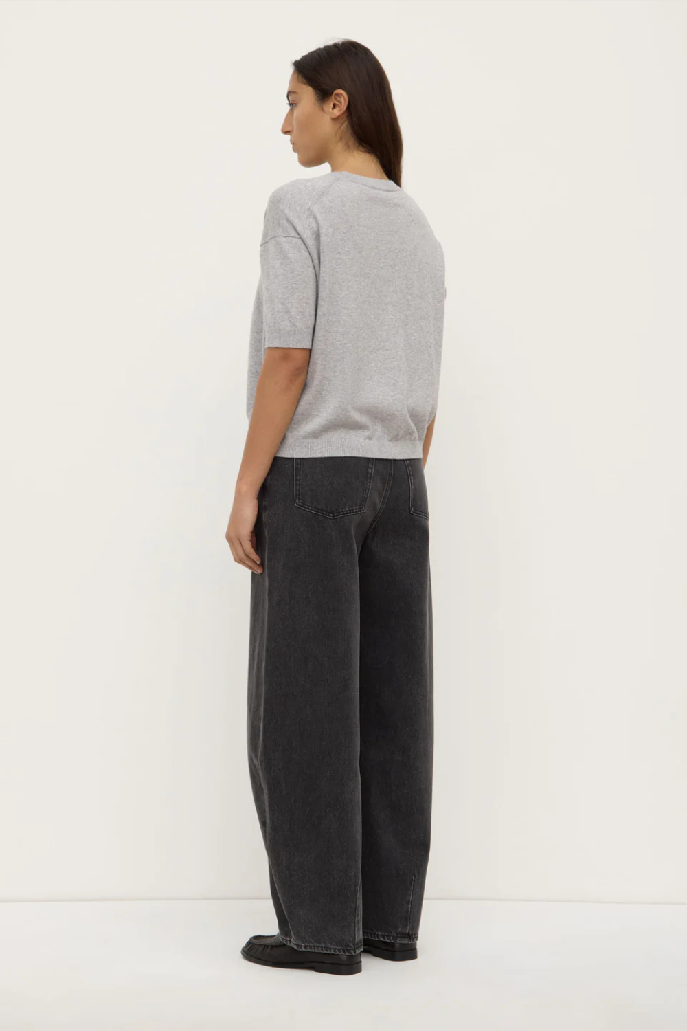 Vanya Cotton Cashmere Knit Tee | Grey Marle