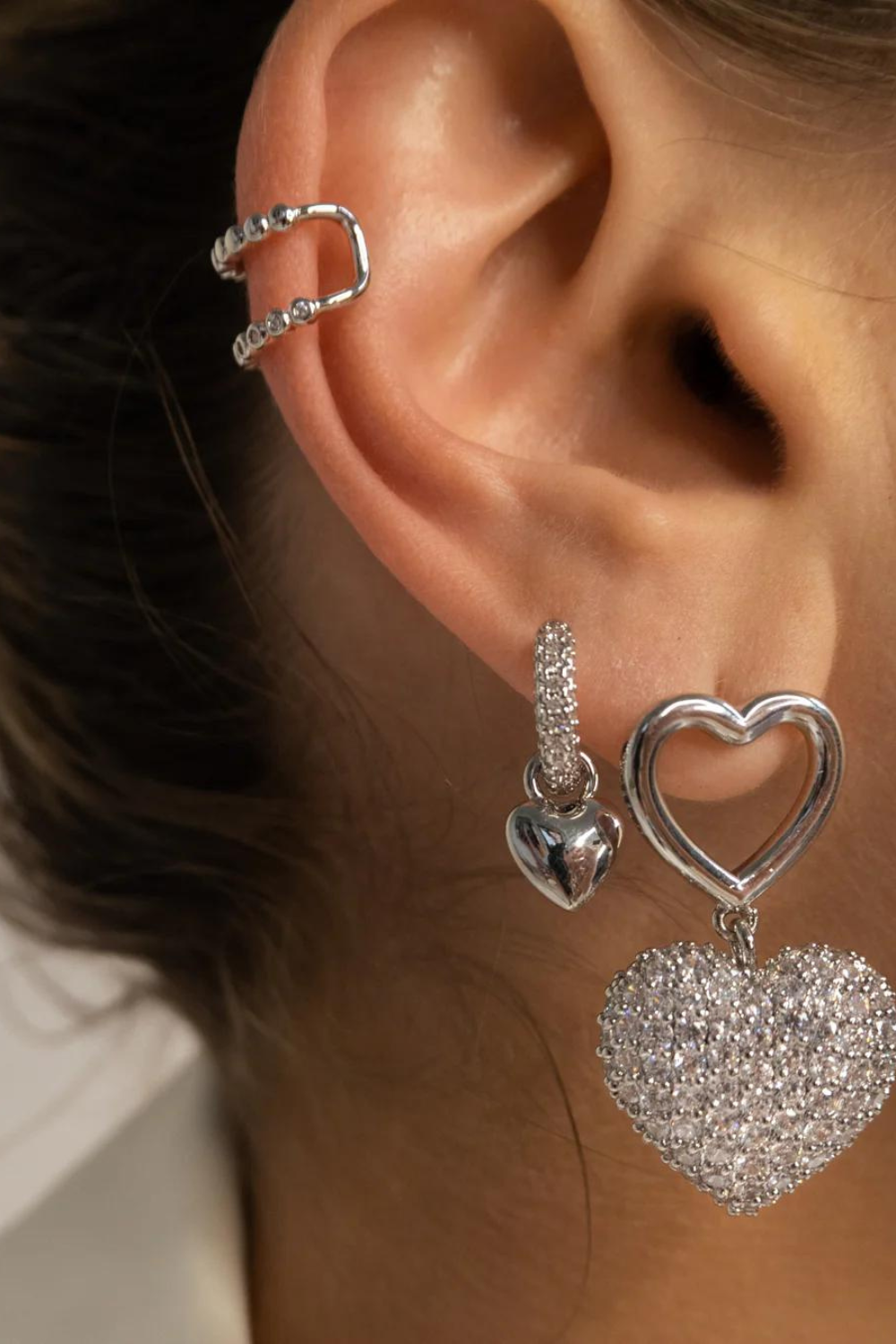 Puffy Heart Huggies | Silver