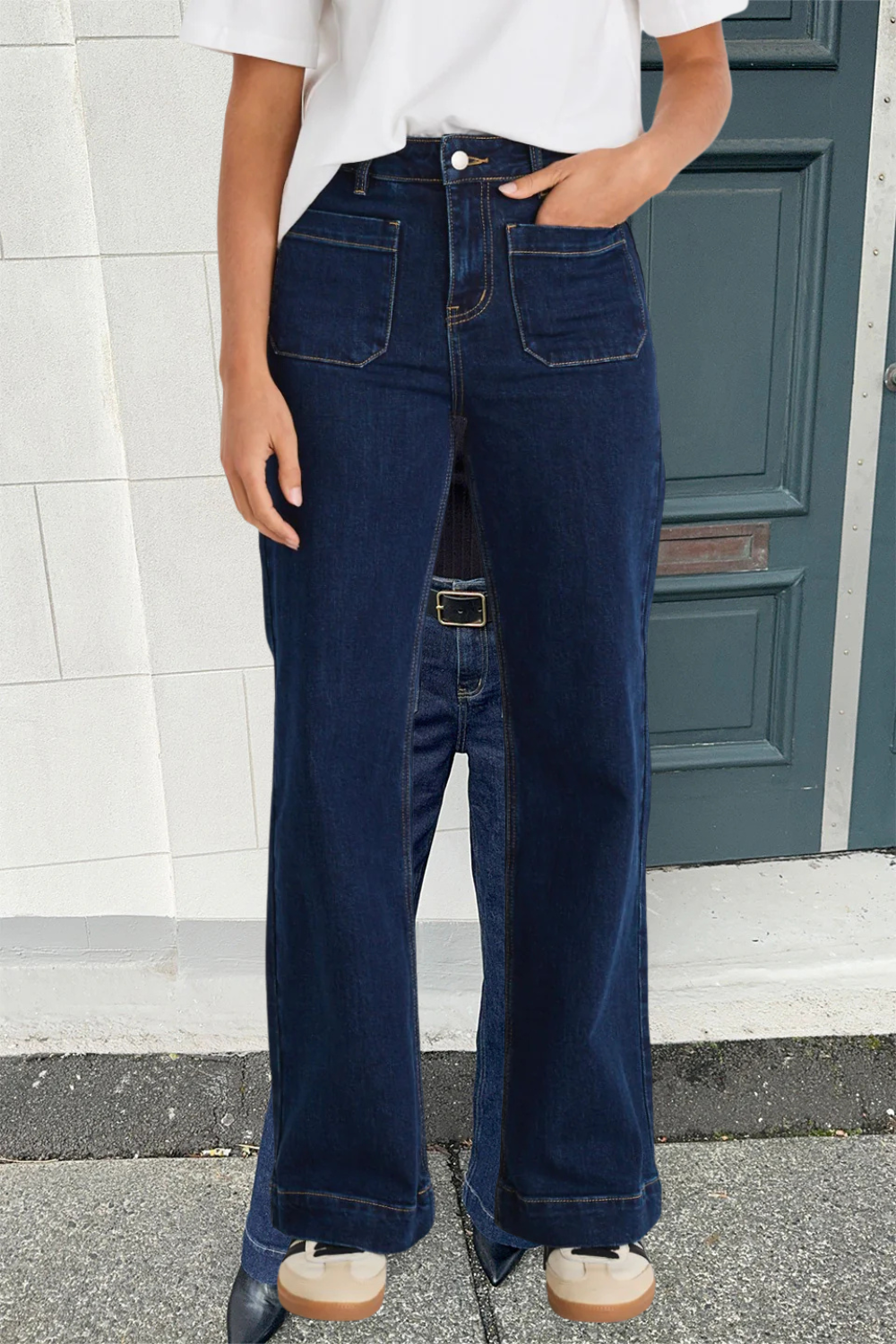 Zoey Indigo Tall High Rise Wide Leg Pocket Jean