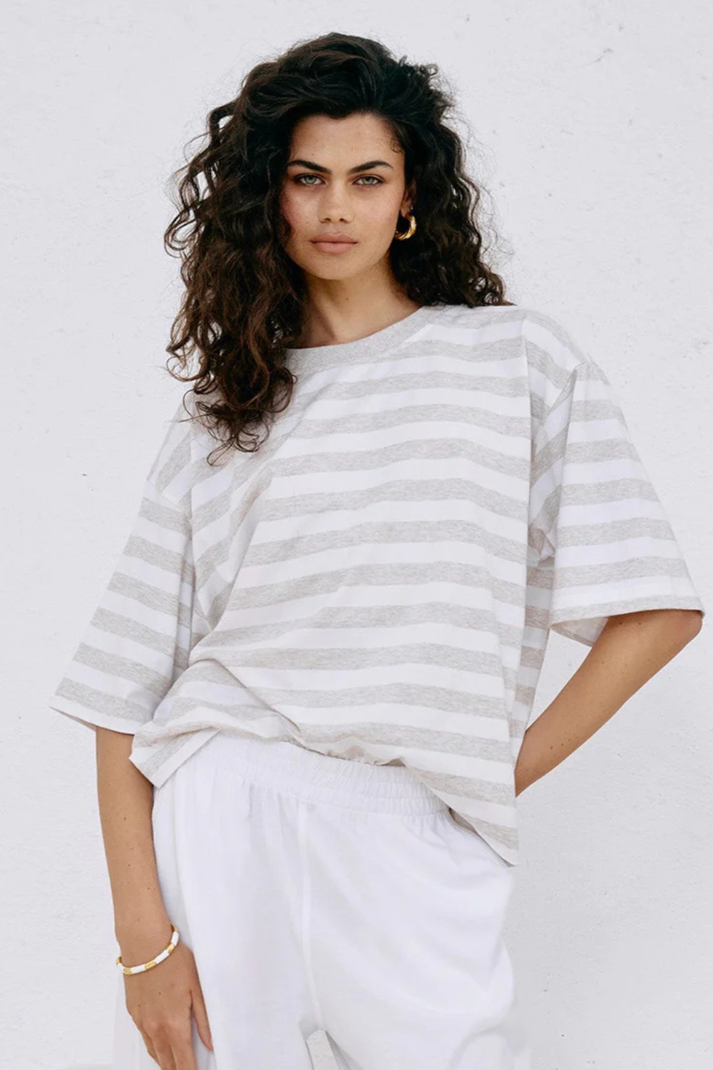 Studio Stripe Tshirt | Stone