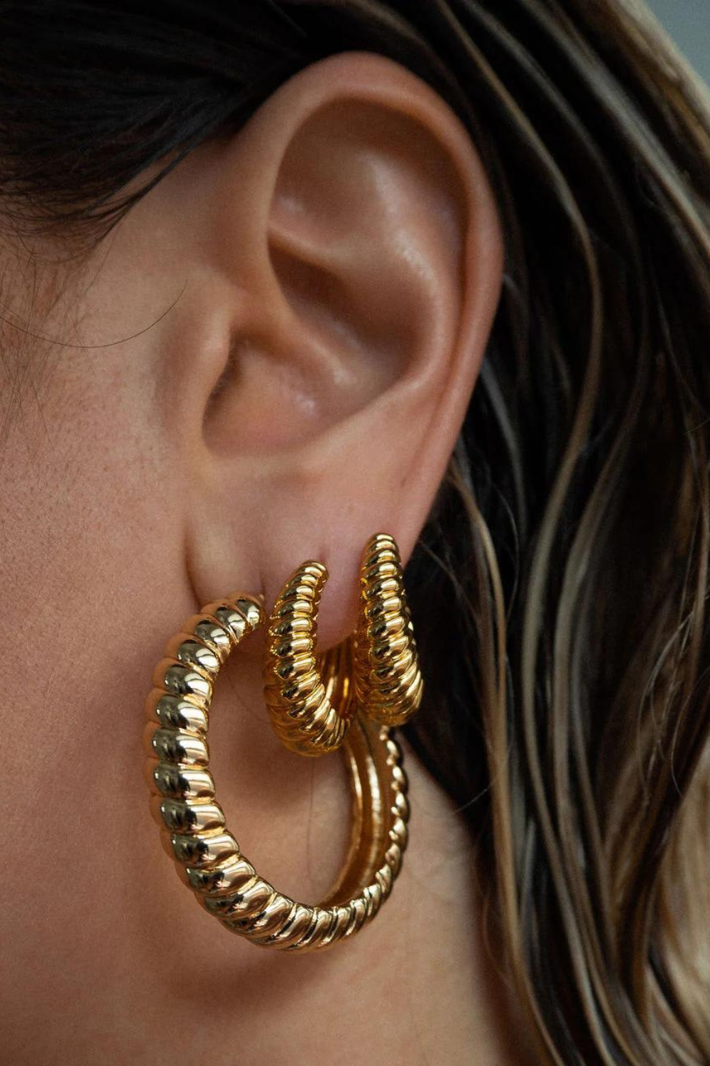 Ridged Marabella Hoops | Gold