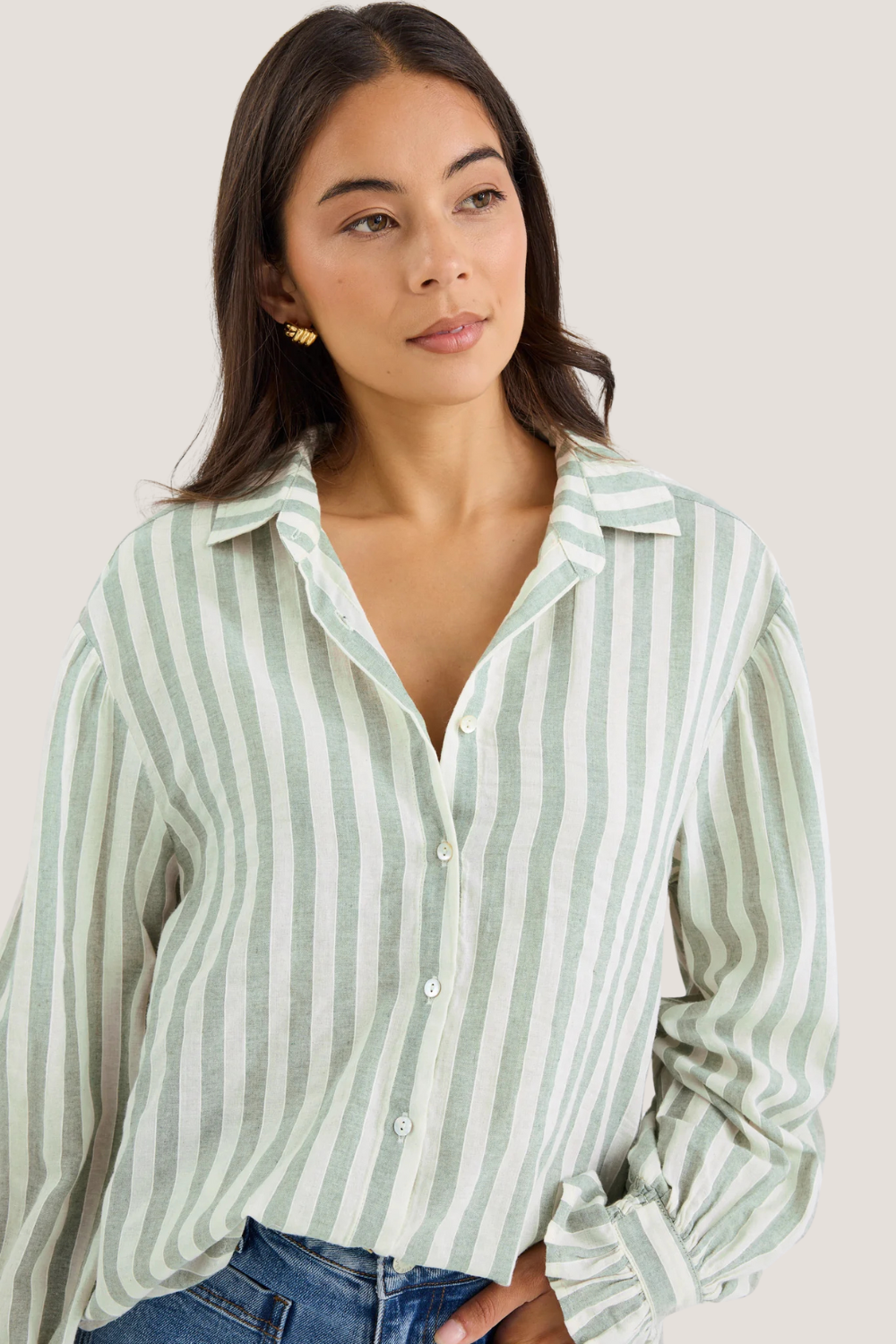 Connection Moss Stripe Drop Shoulder LS Shirt