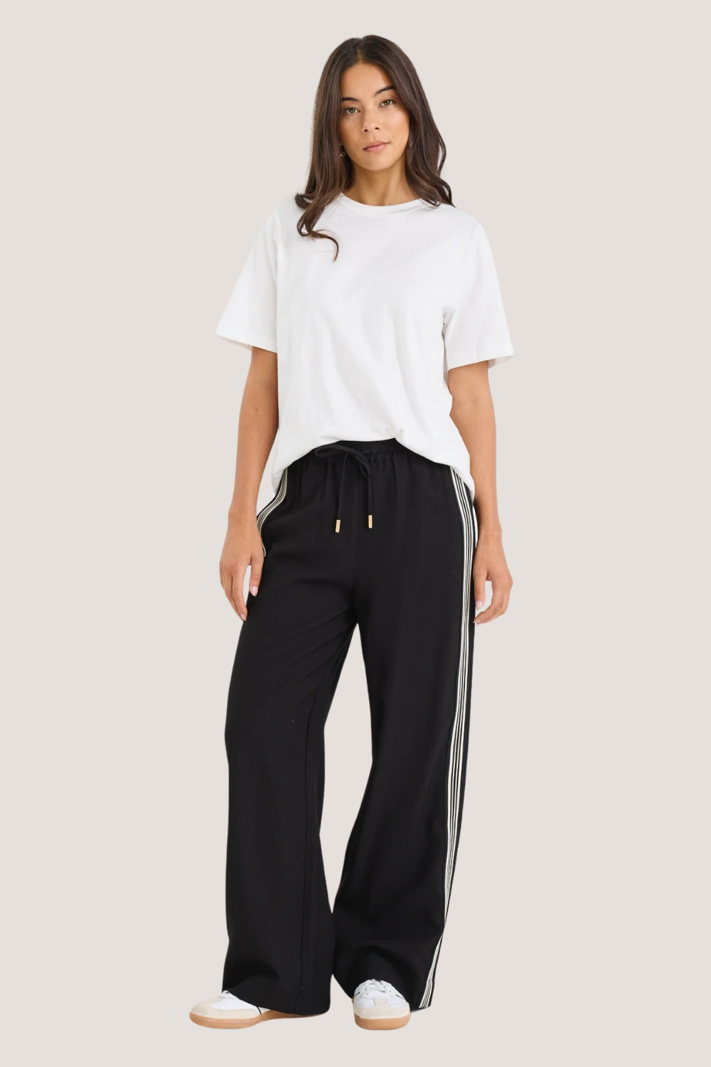 Vibe Black Jacquard Stripe Wide Leg Pants