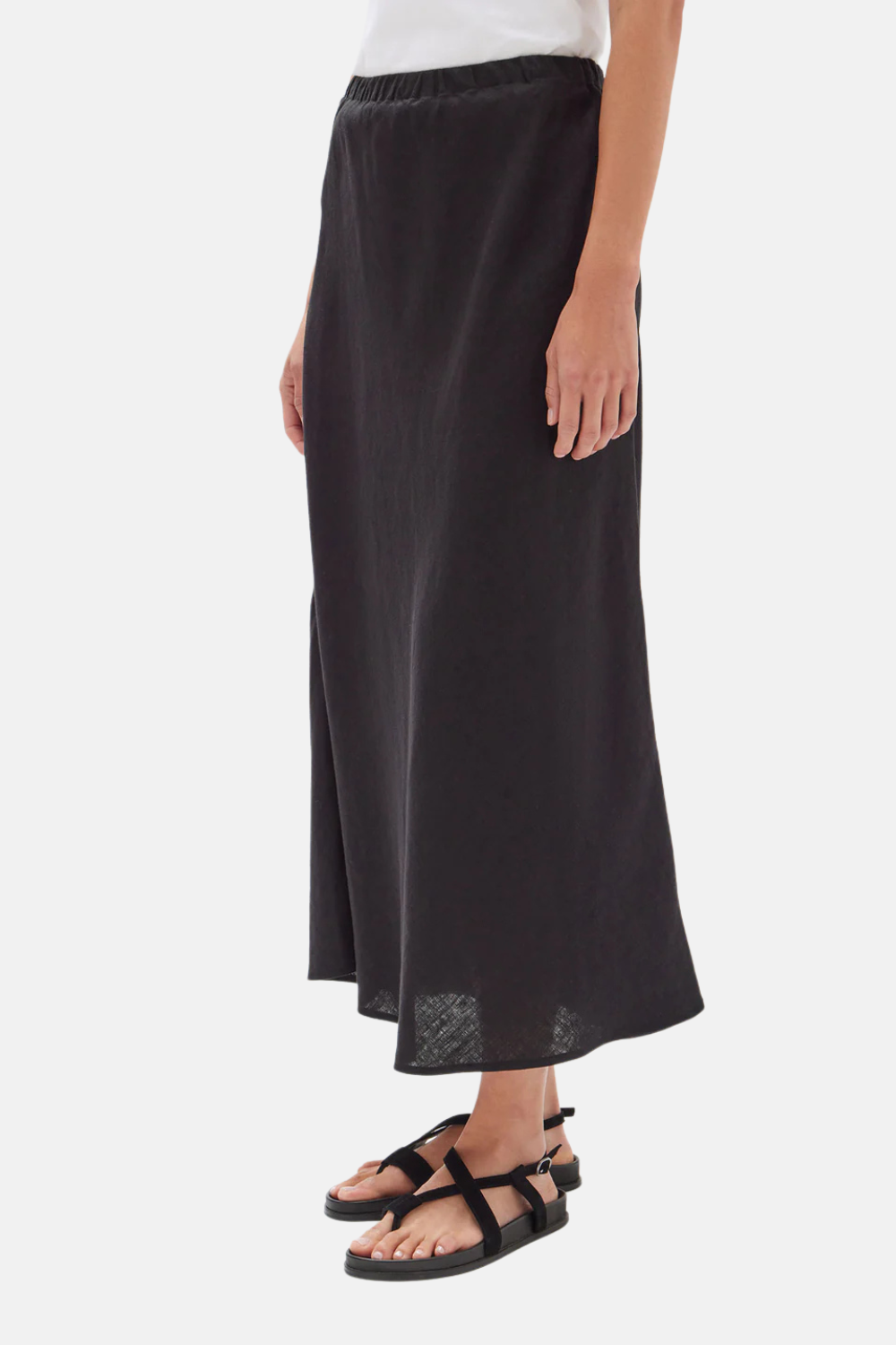 Stella Linen Bias Skirt | Black
