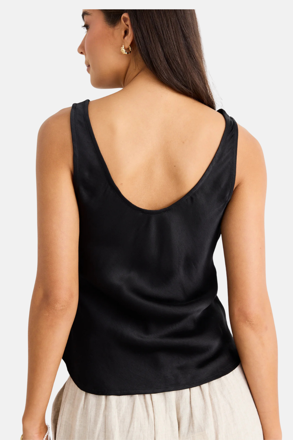 Exceptional Black Satin Bias Cut Tank