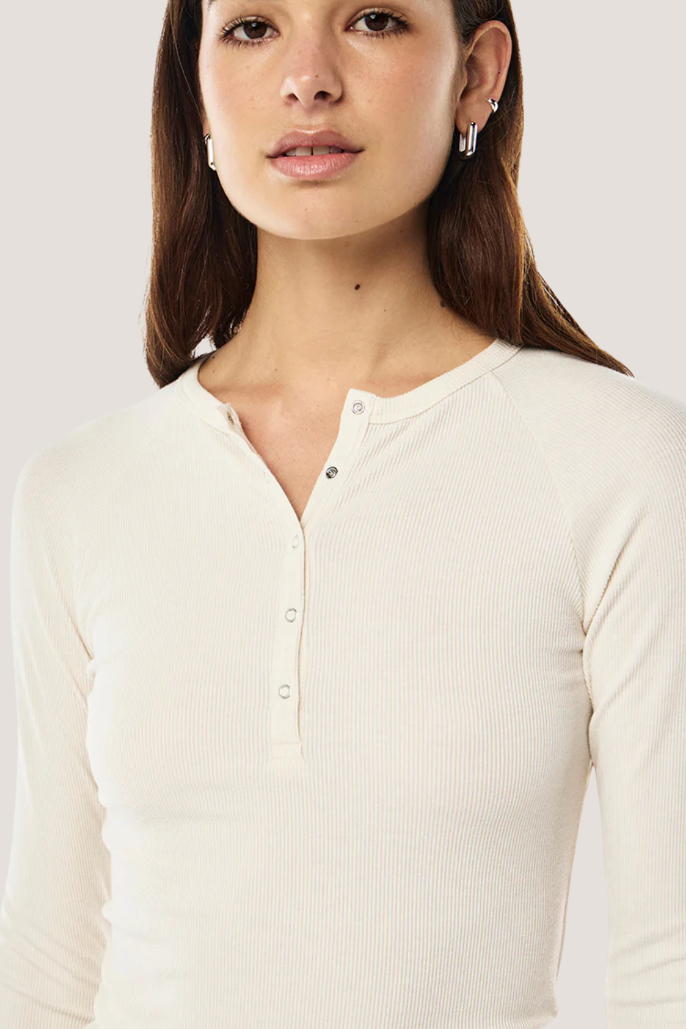 Prive Rib LS Tee | Whisper White