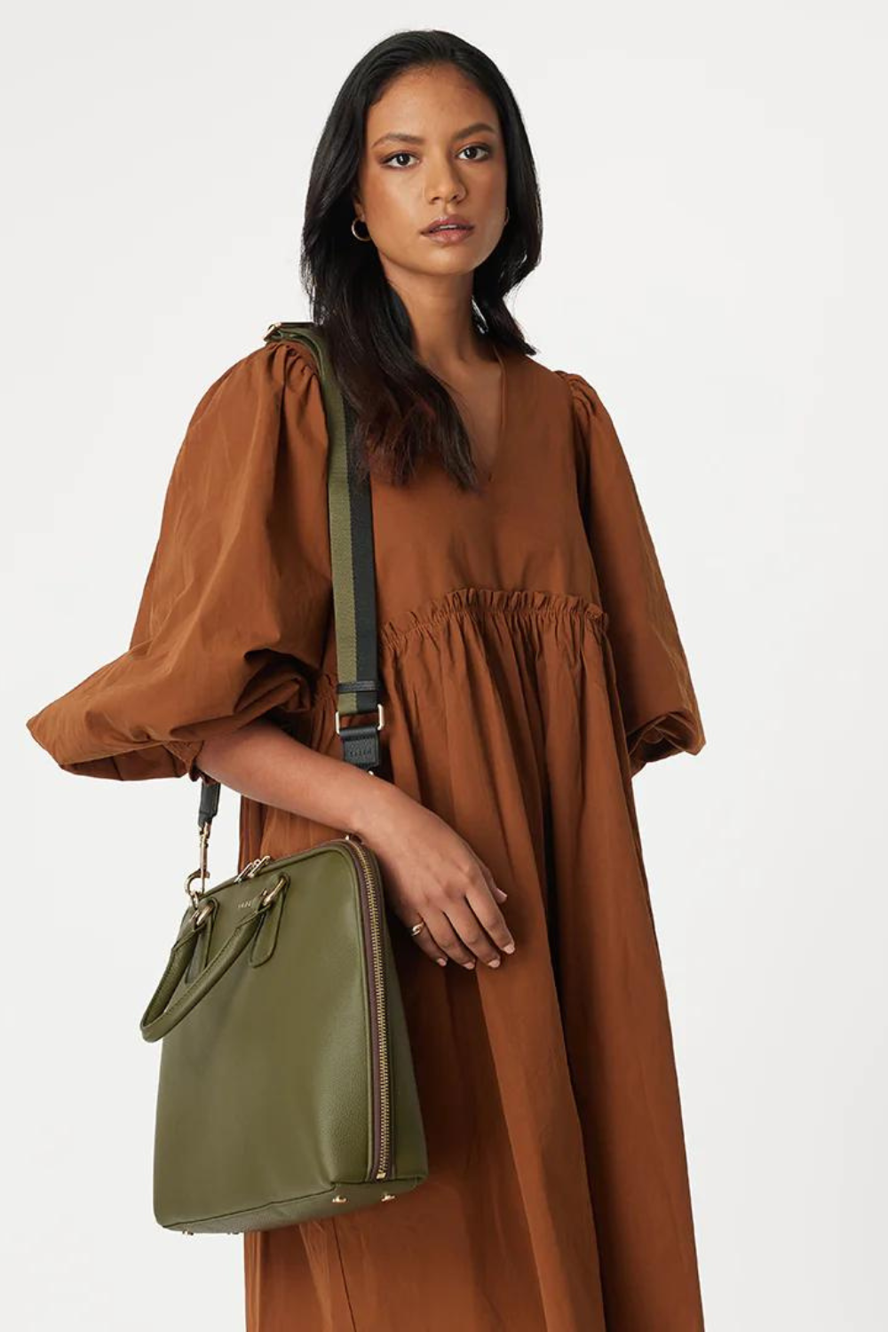 Feature Strap Webbing | Khaki+Black Stripe