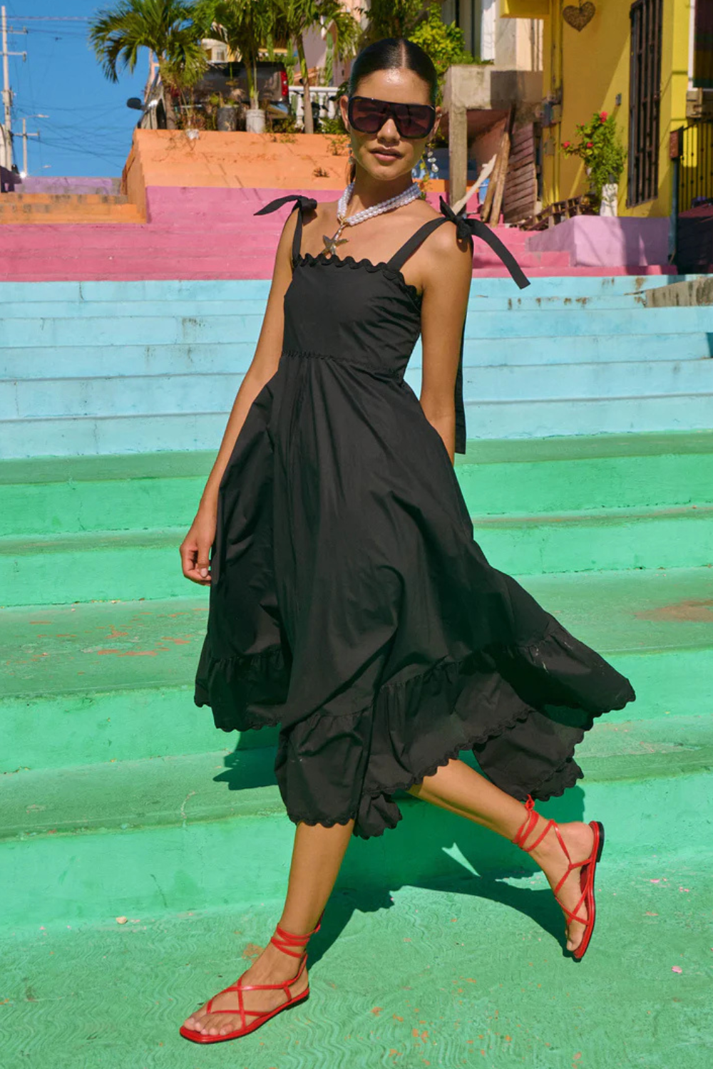 Brasilia Tie Maxi Dress | Black