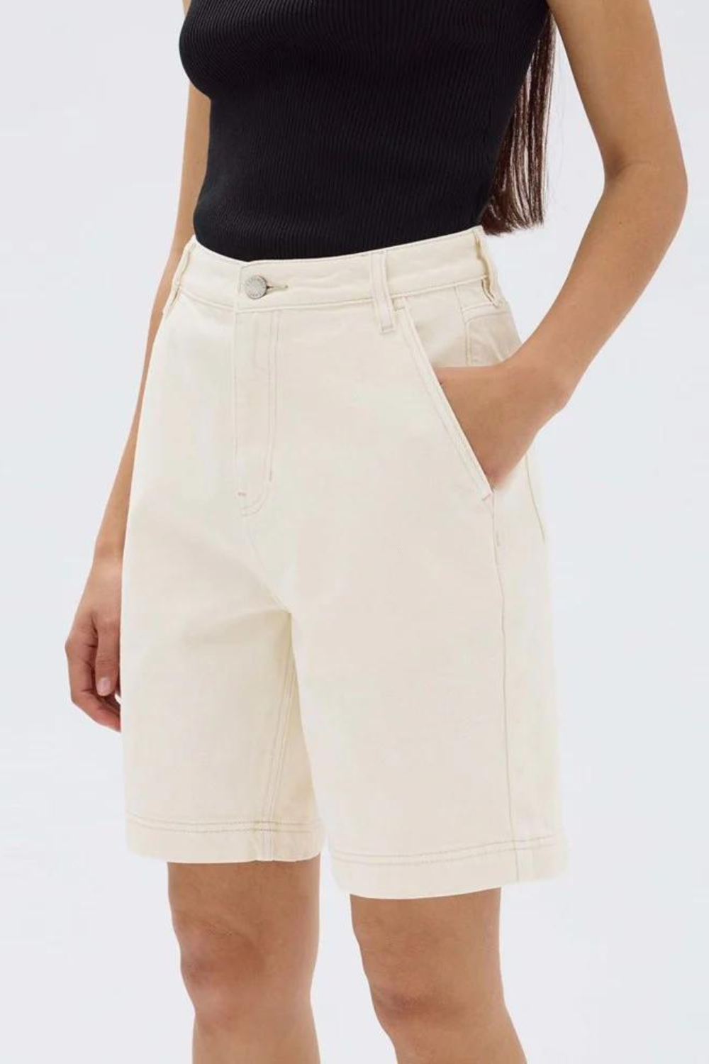 Longline Denim Short | Ecru