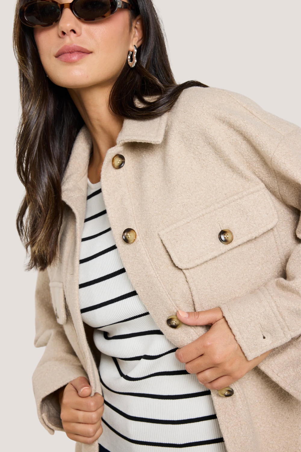 Pinot Taupe Oversized Shacket