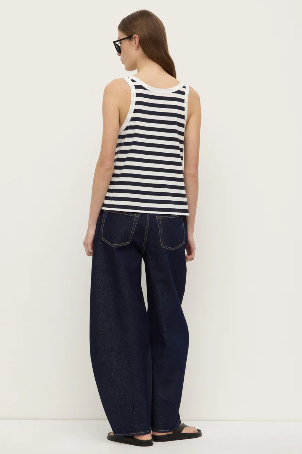 Adria Stripe Jersey Tank | Antique White/Navy Stripe