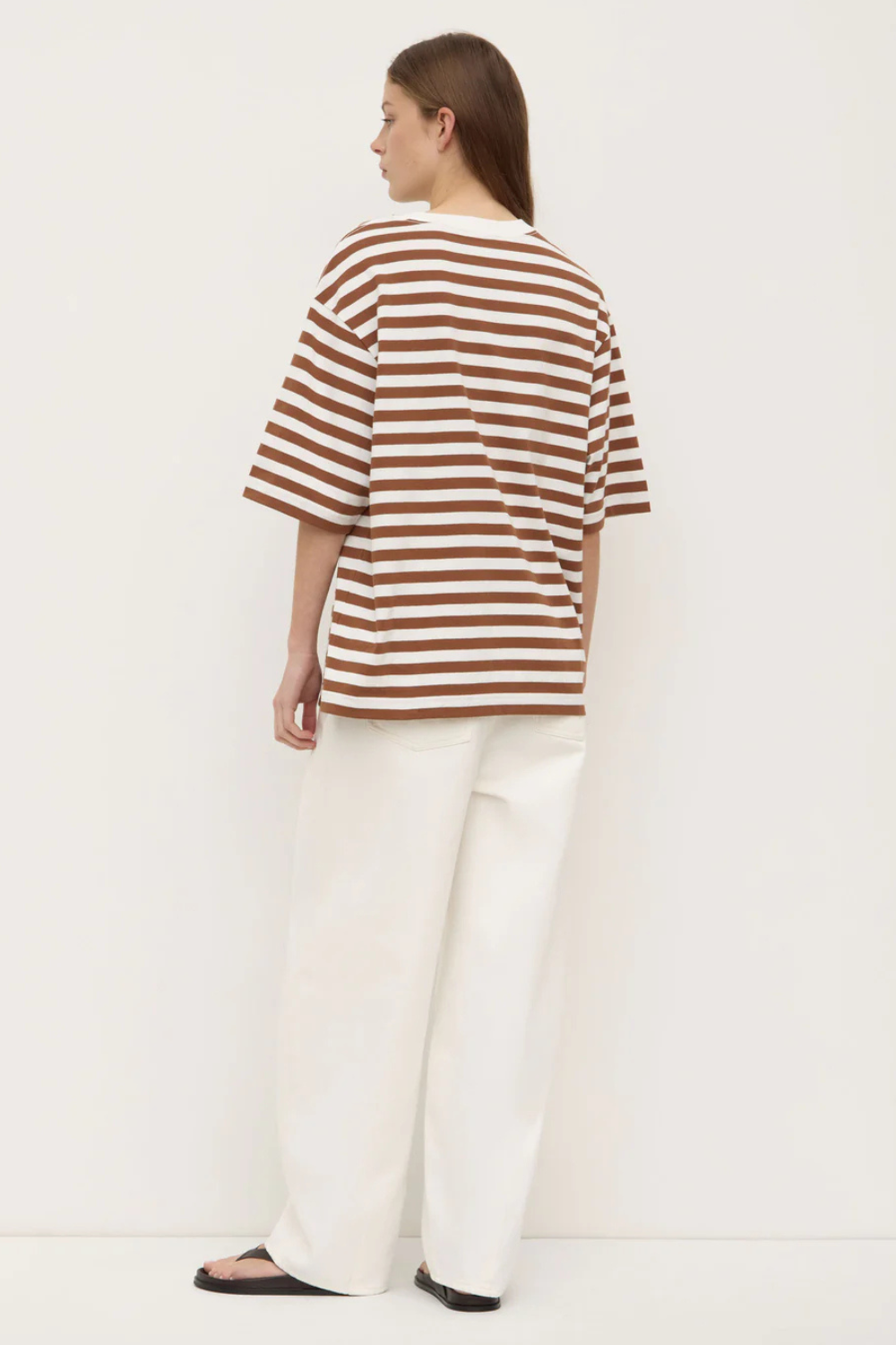 Monte Stripe Cotton Short Sleeve Tee | Earth/Antique White