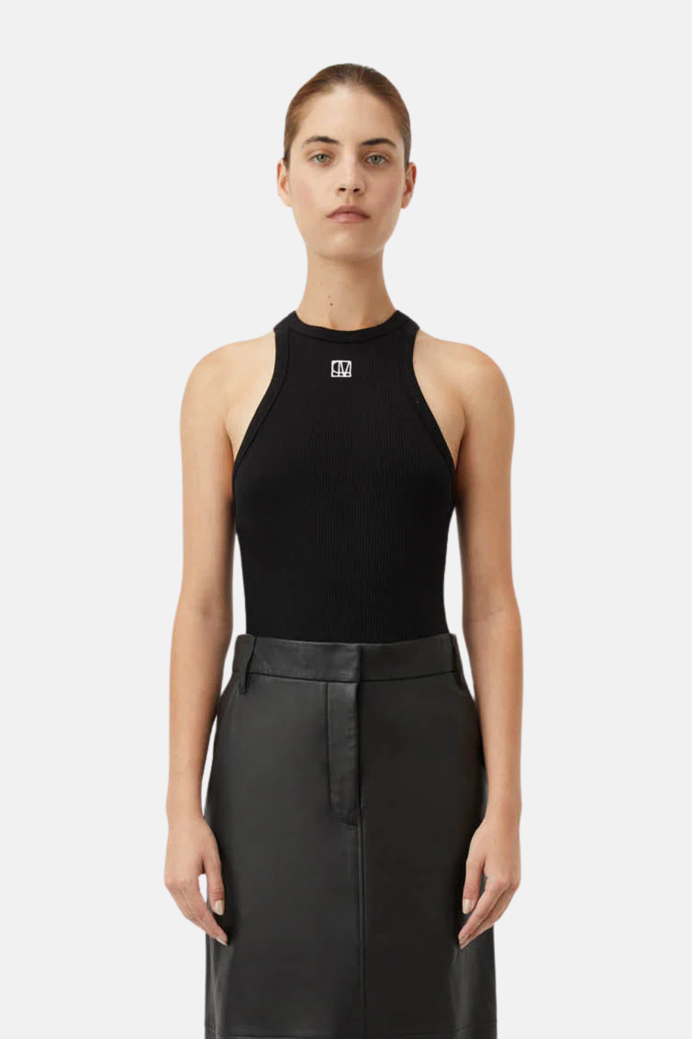 Nora Rib Tank | Black/Off White