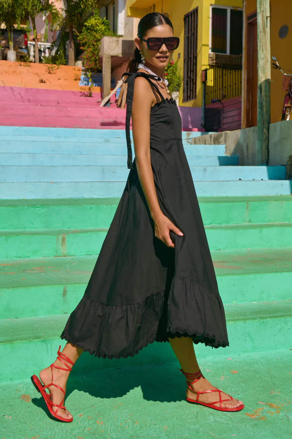 Brasilia Tie Maxi Dress | Black