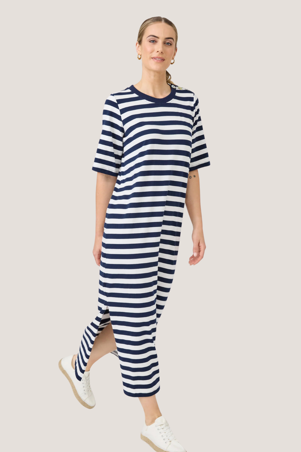 Studio Stripe Tshirt Dress | Indigo