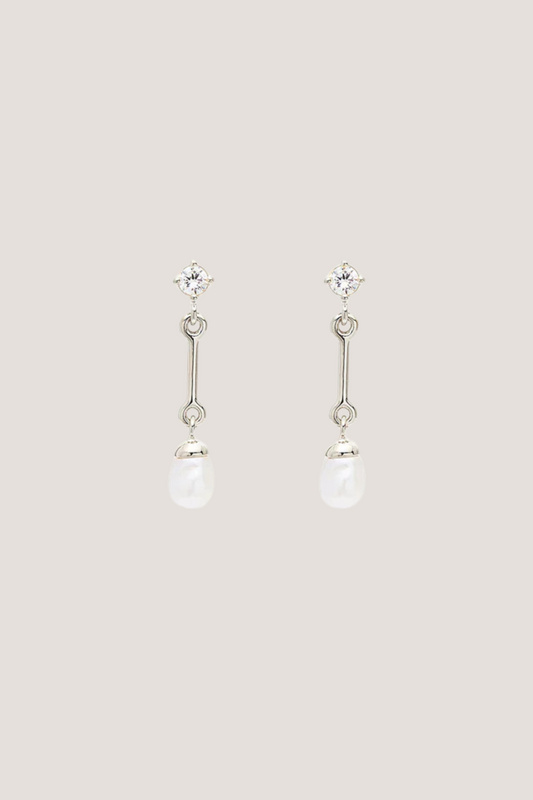 Sterling Silver Embrace Stillness Pearl Drop Earrings