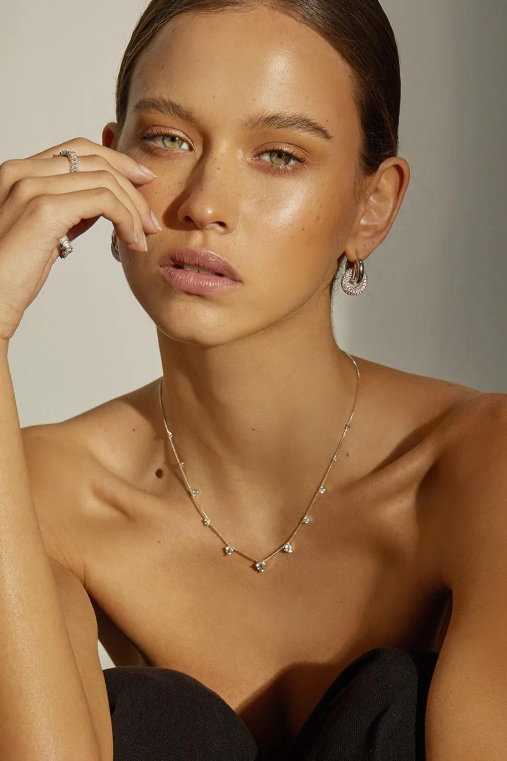 The Pave Interlock Hoops| Silver
