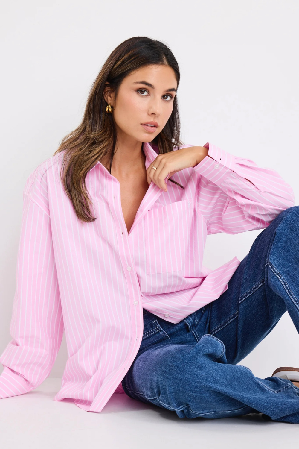 You Got This Pink Stripe Oversized Boyfriend Shirt